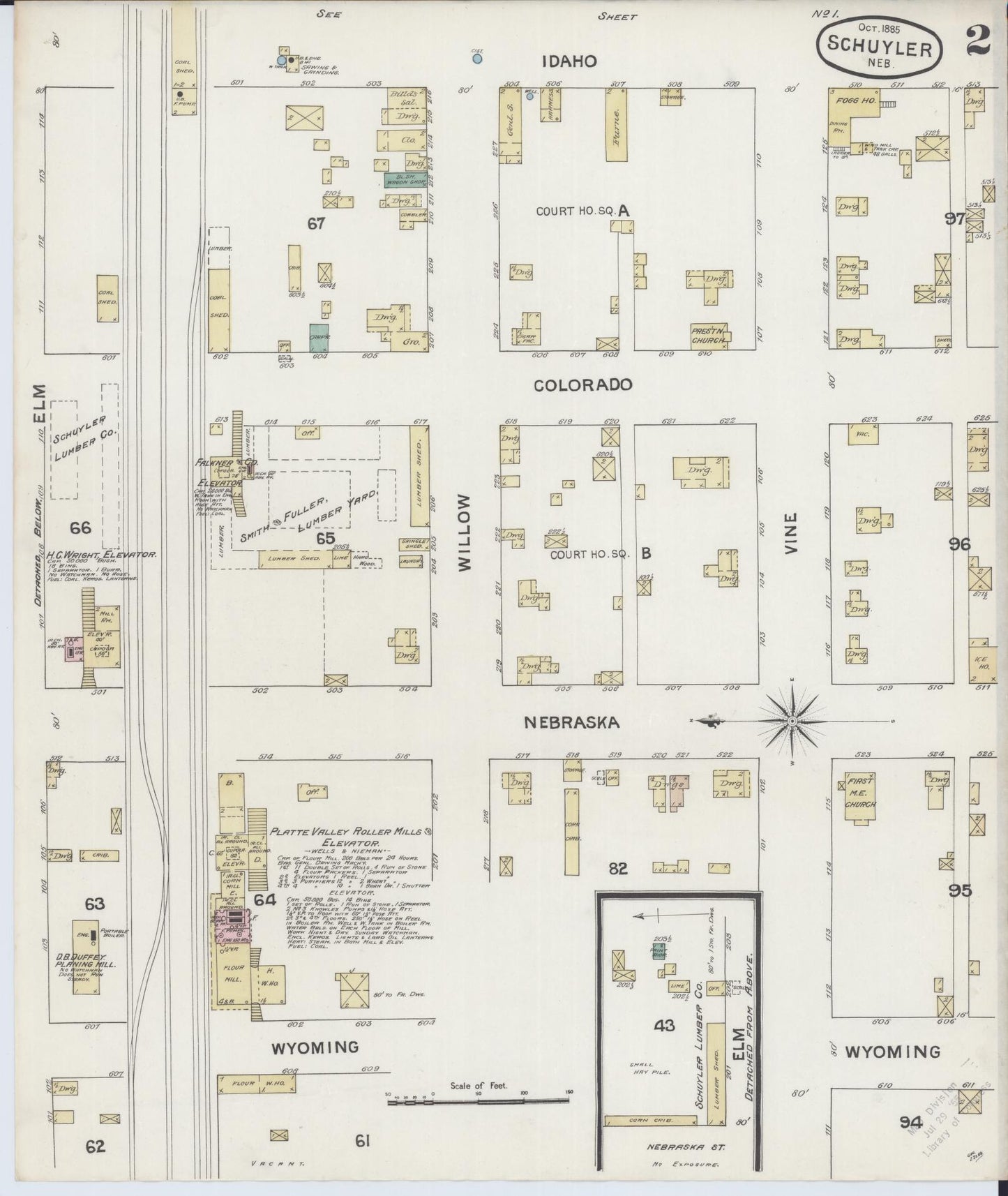 Sanborn Fire Insurance Map from Schuyler, Colfax County, Nebraska. (1885) Sheet #2