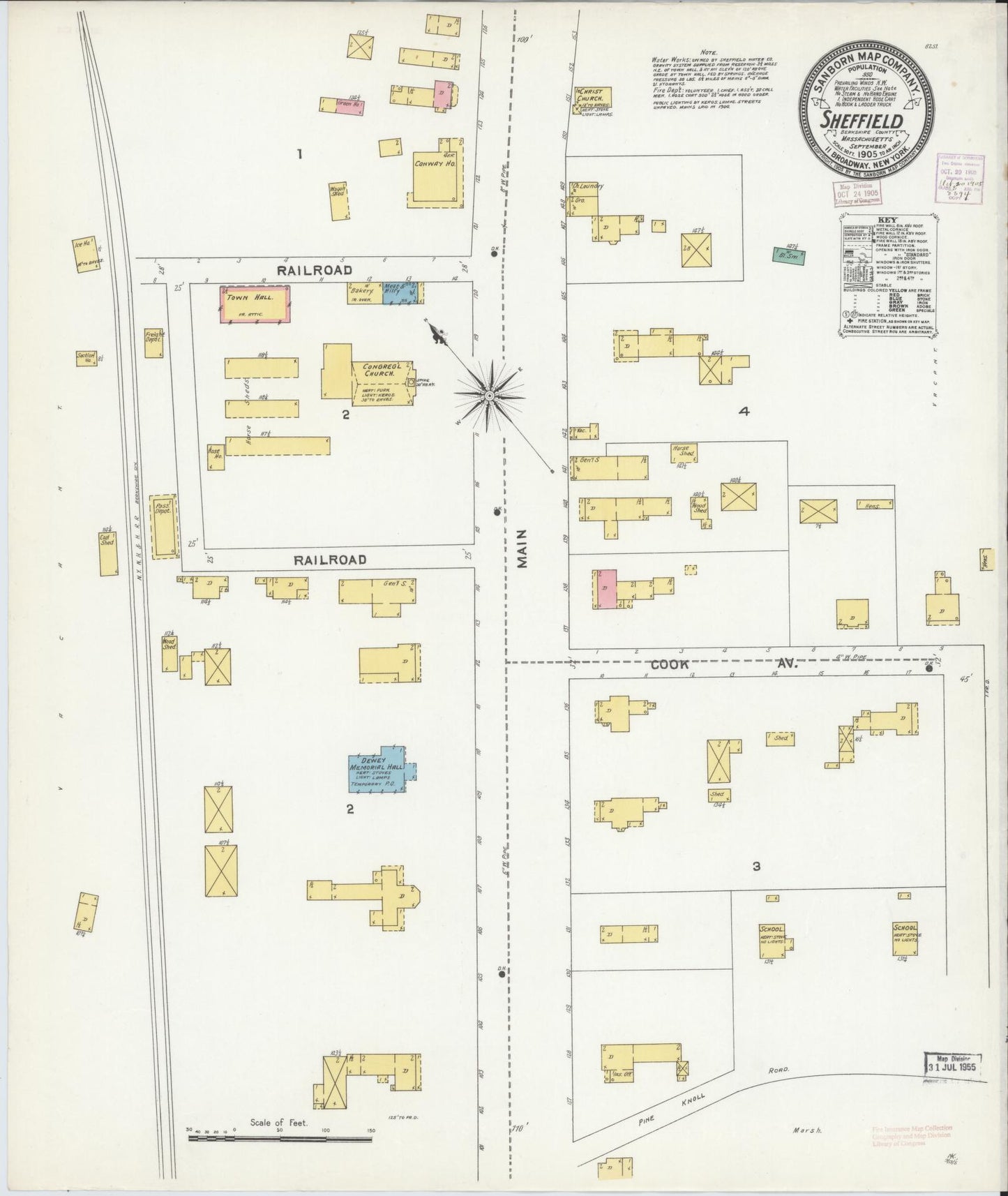 Sanborn Fire Insurance Map from Sheffield, Berkshire County, Massachusetts (1905), Sheet #0001 - Historic Sanborn Fire Insurance Map Print, vintage old map wall art, antique decor, genealogy gift, Massachusetts Massachusetts map