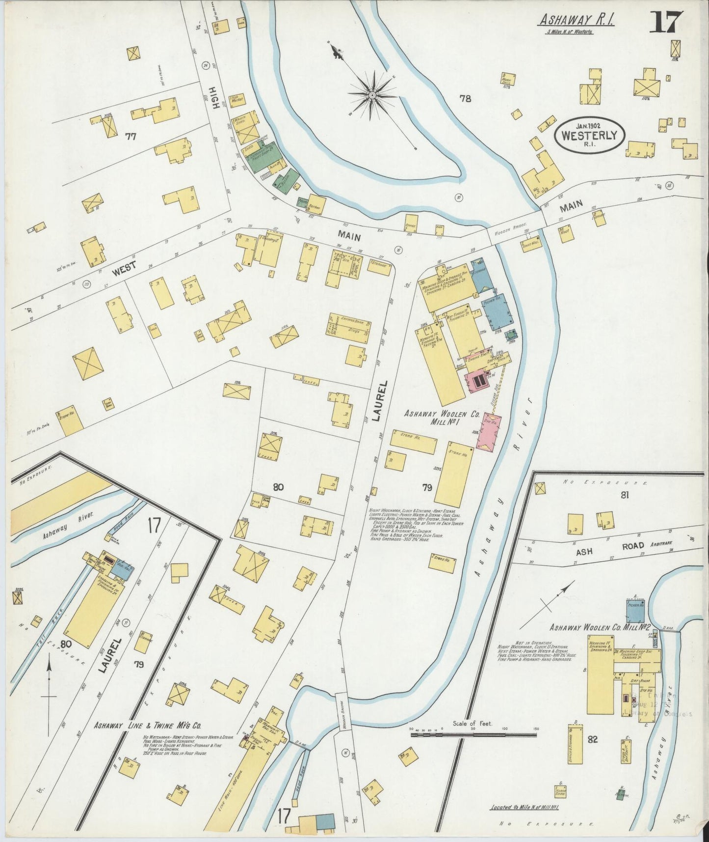 Sanborn Fire Insurance Map from Westerly, Washington County, Rhode Island (1902), Sheet #0017 - Historic Sanborn Fire Insurance Map Print, vintage old map wall art, antique decor, genealogy gift, Rhode Island Rhode Island map