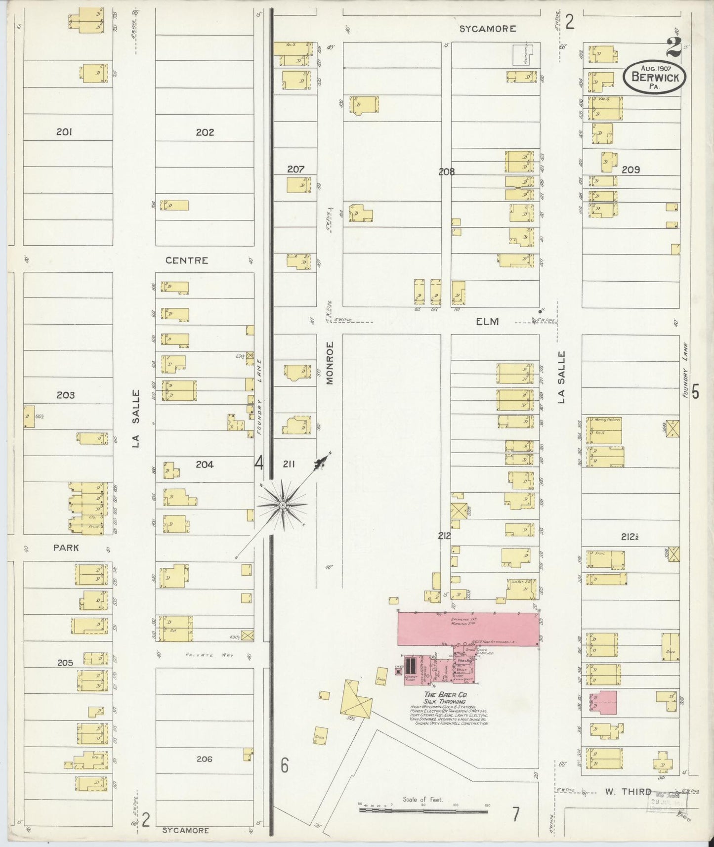 Sanborn Fire Insurance Map from Berwick, Columbia County, Pennsylvania (1907), Sheet #0002 - Historic Sanborn Fire Insurance Map Print, vintage old map wall art, antique decor, genealogy gift, Pennsylvania Pennsylvania map