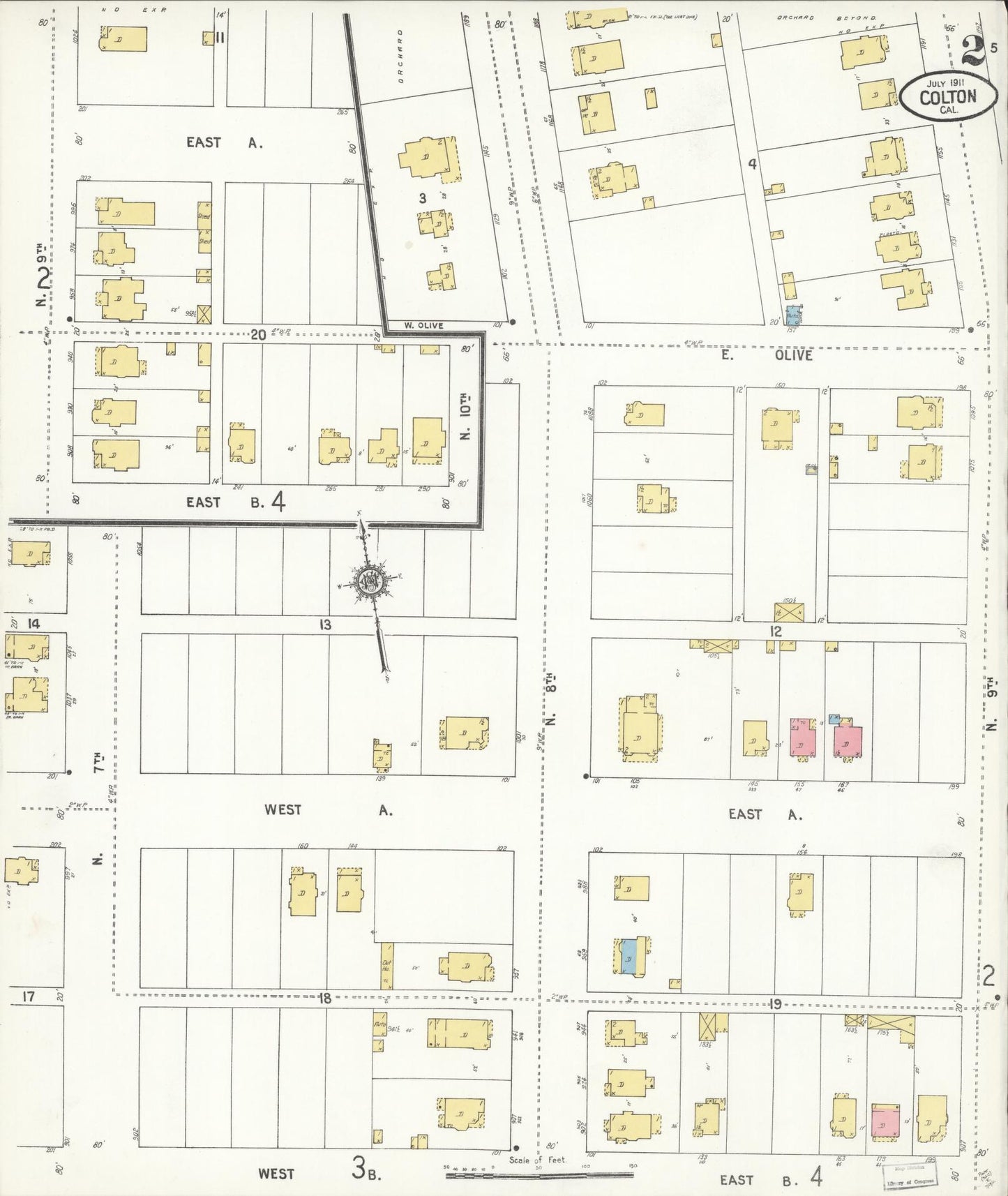 Sanborn Fire Insurance Map from Colton, San Bernardino County, California (1911), Sheet #0002 - Historic Sanborn Fire Insurance Map Print, vintage old map wall art, antique decor, genealogy gift, California California map