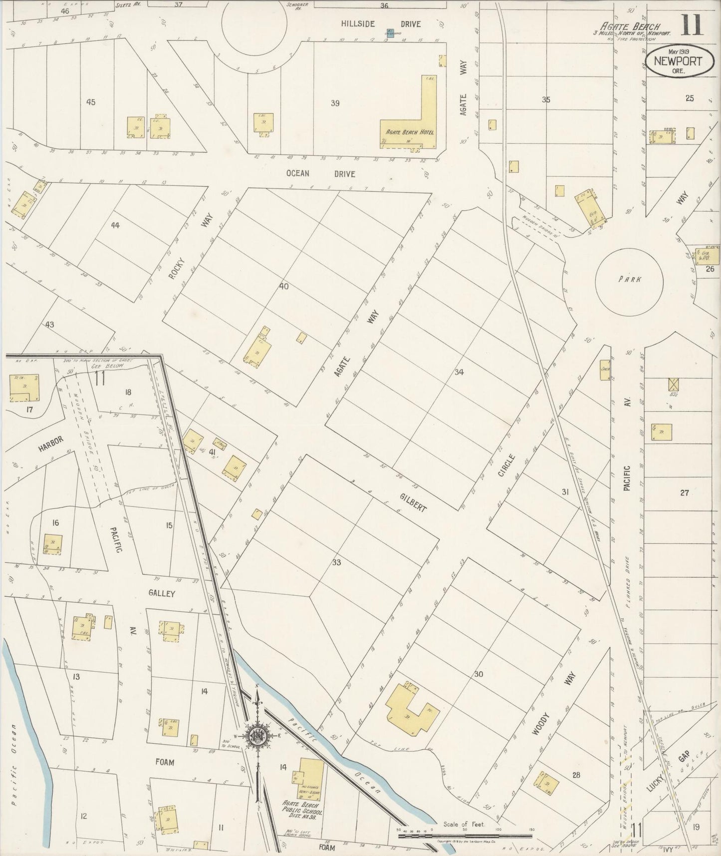 Sanborn Fire Insurance Map from Newport, Lincoln County, Oregon (1919), Sheet #0011 - Complete Map Set gallery image, historic Sanborn map, vintage wall art, Oregon Oregon