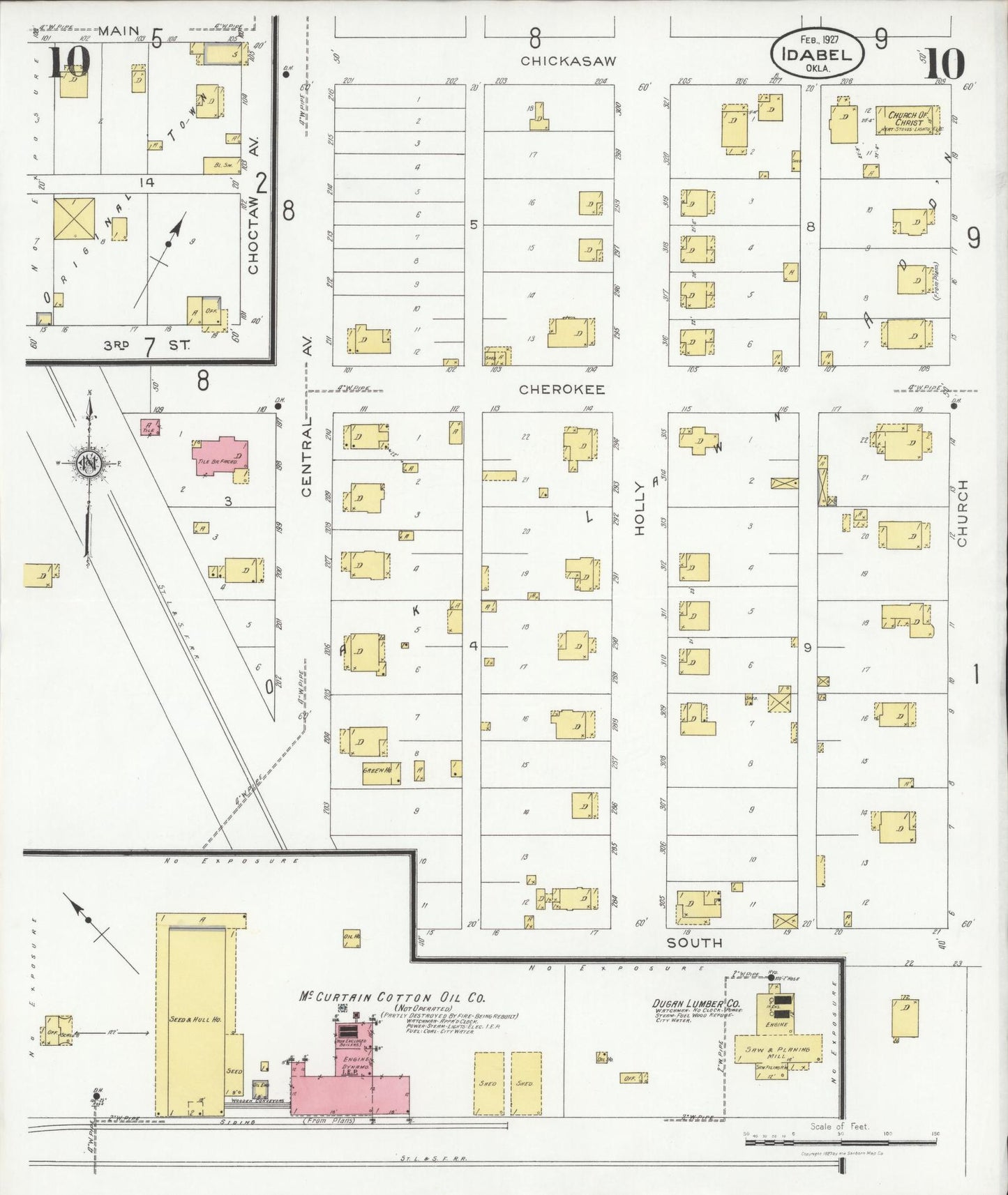 Sanborn Fire Insurance Map from Idabel, McCurtain County, Oklahoma (1927), Sheet #0010 - Complete Map Set gallery image, historic Sanborn map, vintage wall art, Oklahoma Oklahoma