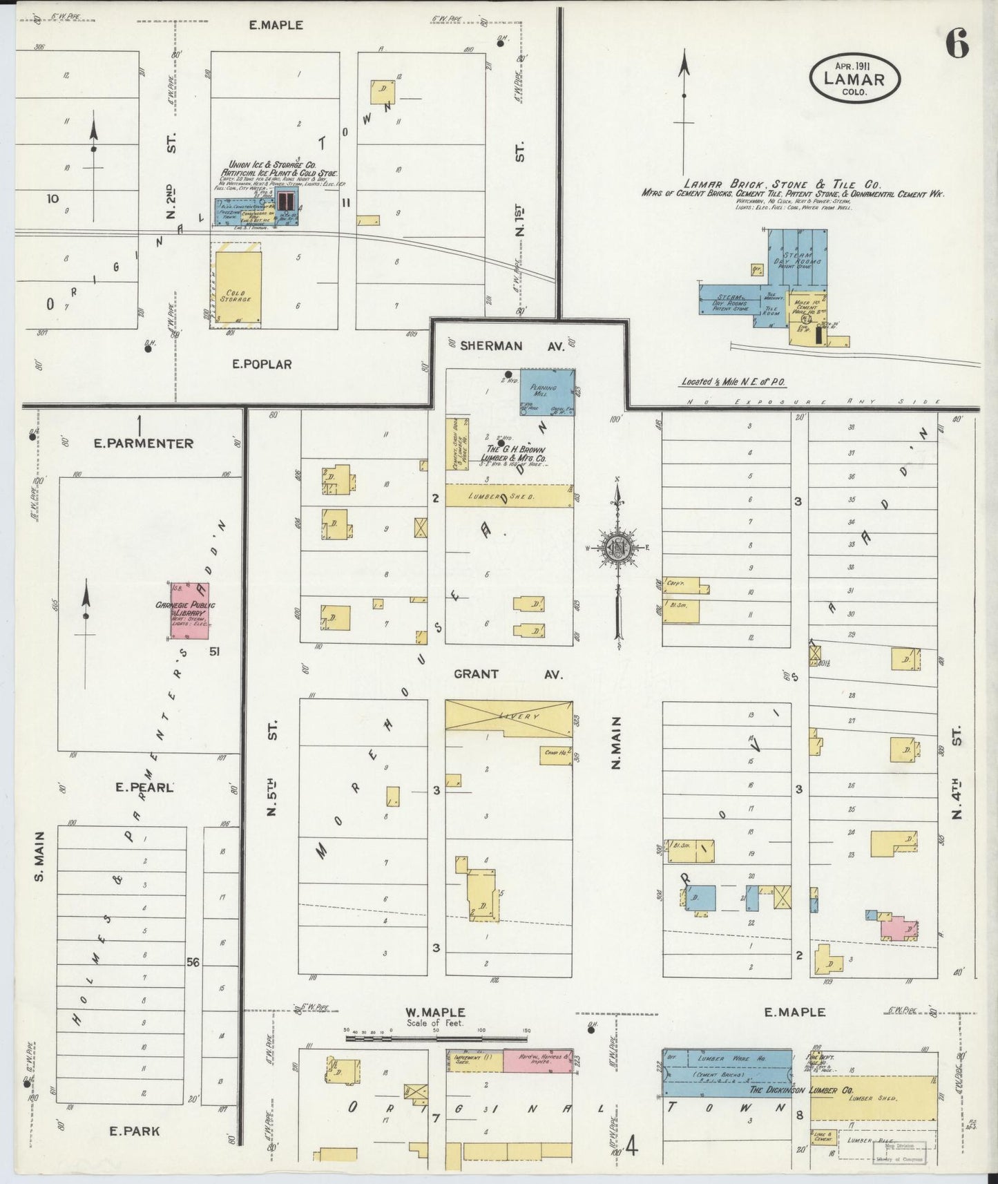 Sanborn Fire Insurance Map from Lamar, Prowers County, Colorado (1911), Sheet #0006 - Historic Sanborn Fire Insurance Map Print, vintage old map wall art, antique decor, genealogy gift, Colorado Colorado map