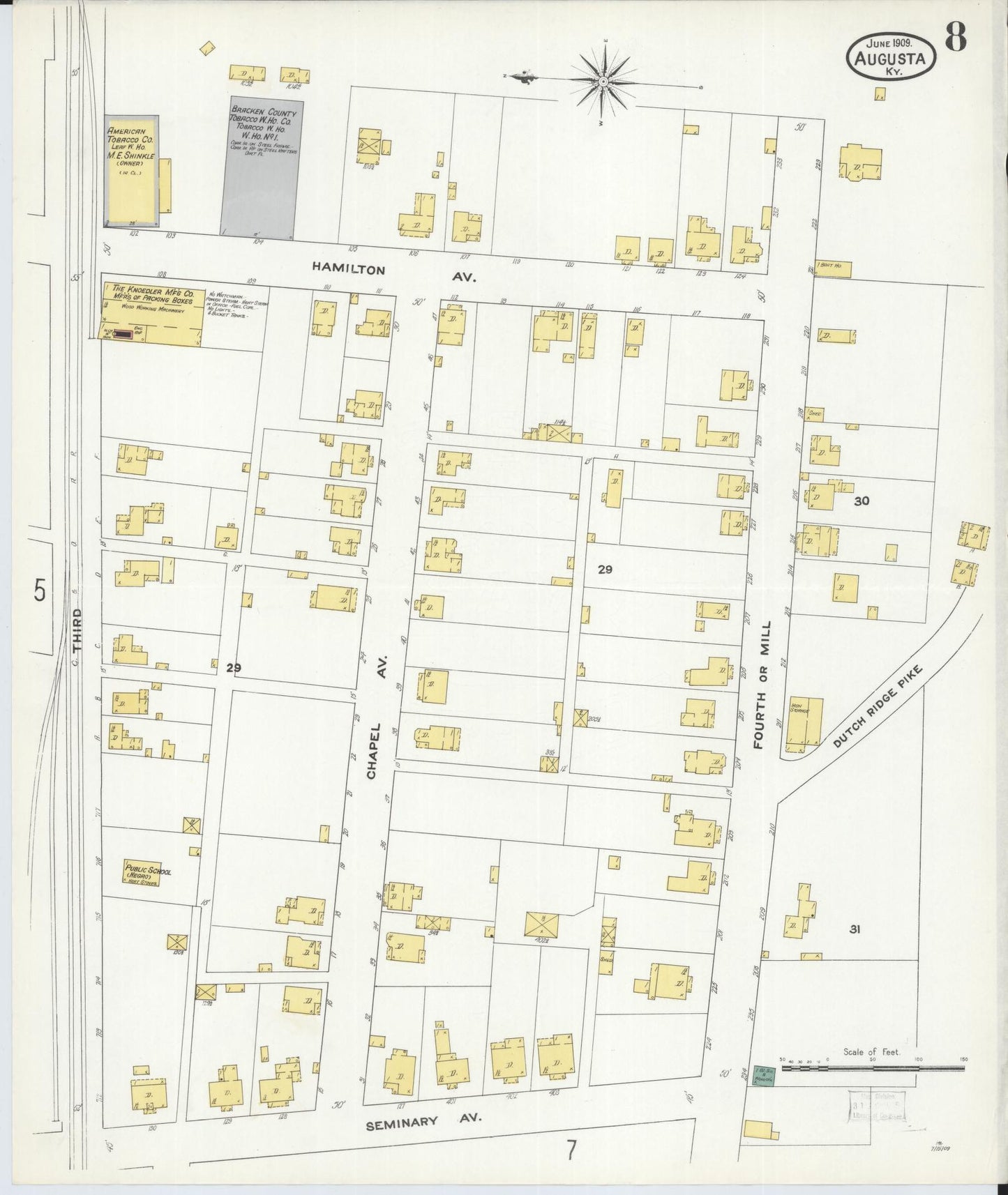 Sanborn Fire Insurance Map from Augusta, Bracken County, Kentucky (1909), Sheet #0008 - Historic Sanborn Fire Insurance Map Print, vintage old map wall art, antique decor, genealogy gift, Kentucky Kentucky map