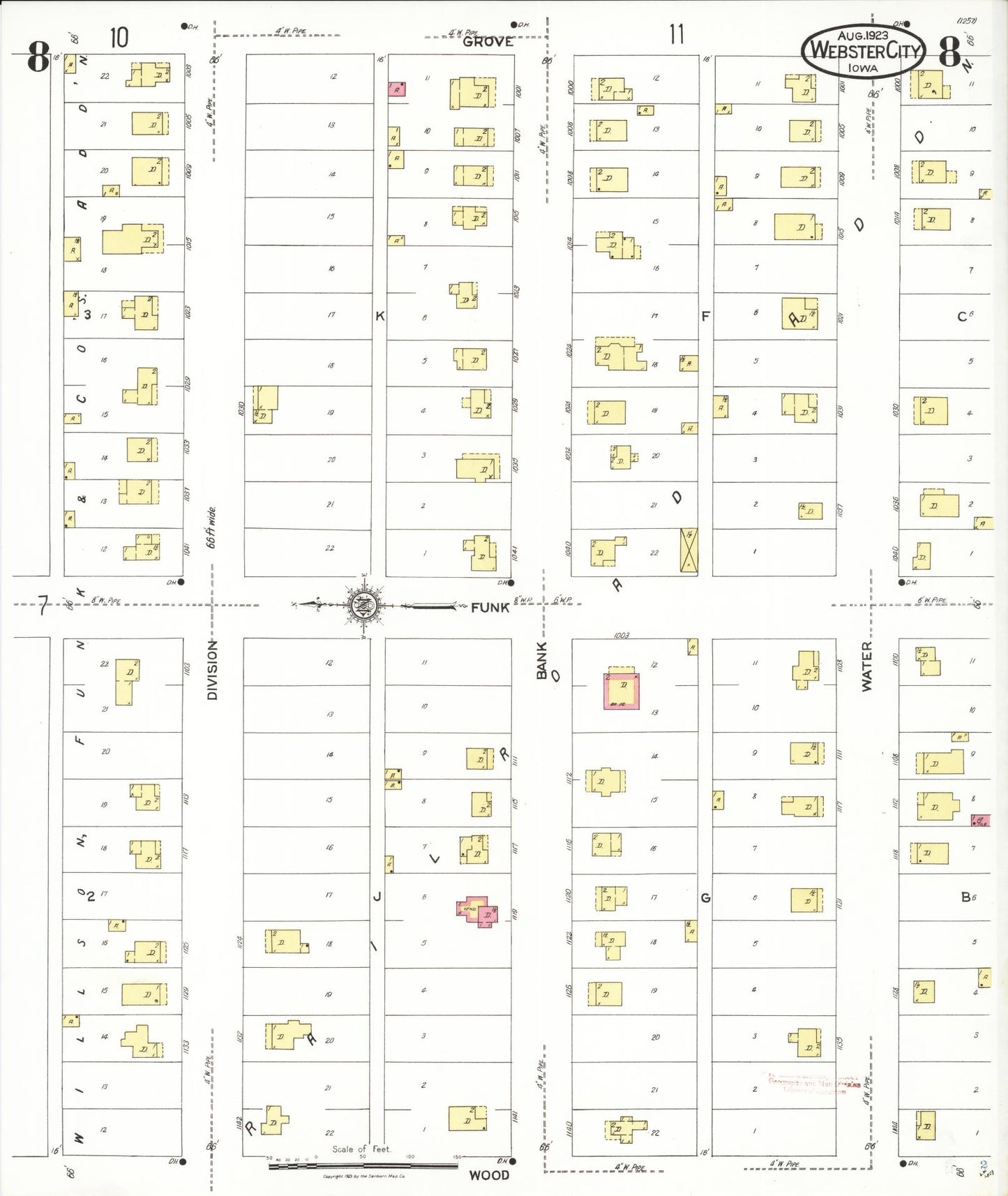 Sanborn Fire Insurance Map from Webster City, Hamilton County, Iowa (1923), Sheet #0008 - Historic Sanborn Fire Insurance Map Print