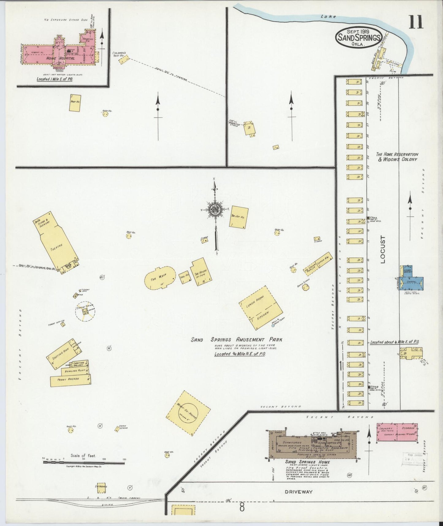 Sanborn Fire Insurance Map from Sand Springs, Tulsa County, Oklahoma (1919), Sheet #0011 - Complete Map Set gallery image, historic Sanborn map, vintage wall art, Oklahoma Oklahoma