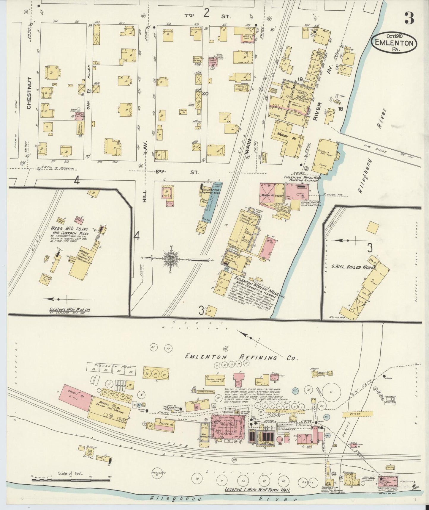 Sanborn Fire Insurance Map from Emlenton, Venango County, Pennsylvania (1910), Sheet #0003 - Historic Sanborn Fire Insurance Map Print, vintage old map wall art, antique decor, genealogy gift, Pennsylvania Pennsylvania map