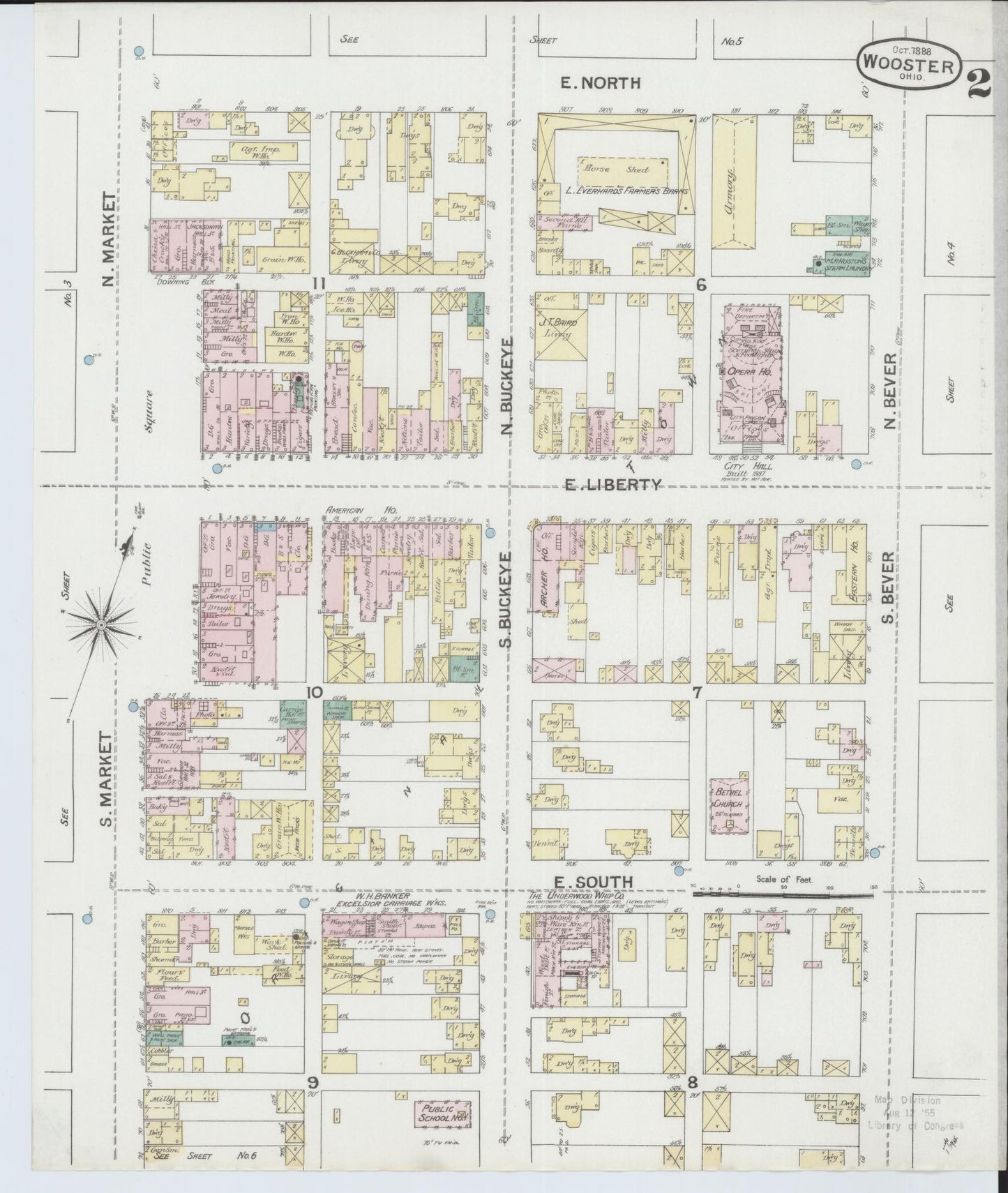 Sanborn Fire Insurance Map from Wooster, Wayne County, Ohio (1888), Sheet #0002 - Historic Sanborn Fire Insurance Map Print, vintage old map wall art, antique decor, genealogy gift, Ohio Ohio map