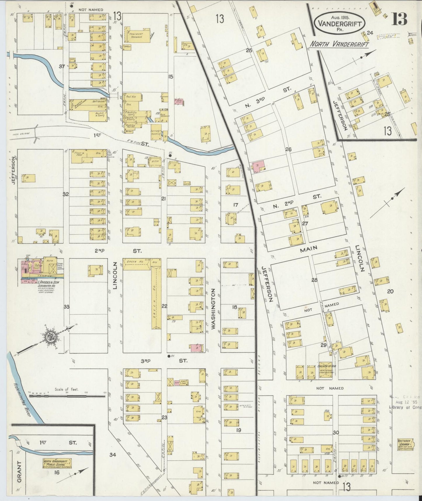 Sanborn Fire Insurance Map from Vandergrift, Westmoreland County, Pennsylvania (1915), Sheet #0013 - Complete Map Set gallery image, historic Sanborn map, vintage wall art, Pennsylvania Pennsylvania