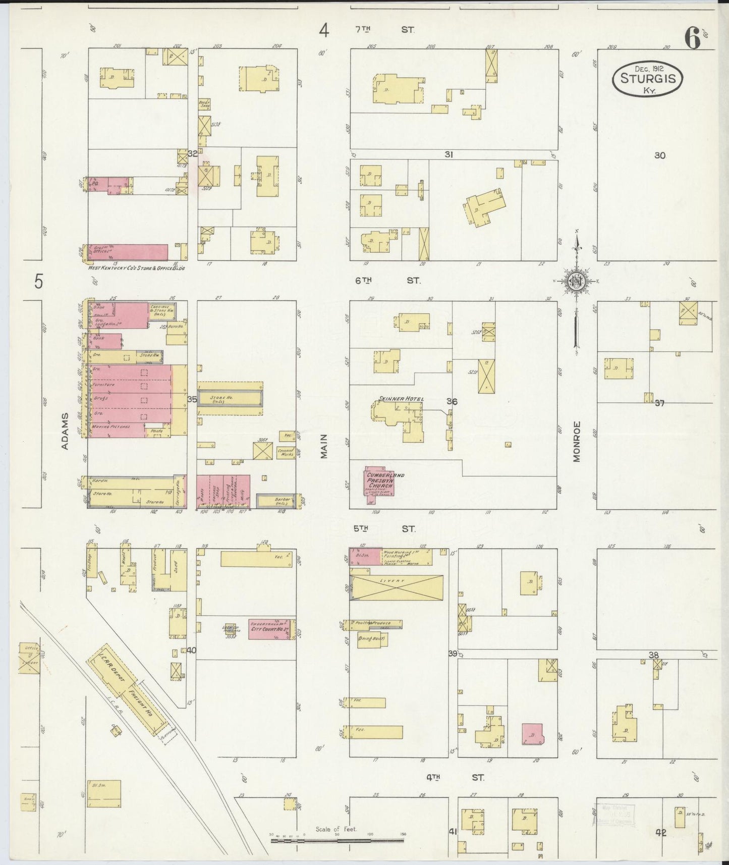 Sanborn Fire Insurance Map from Sturgis, Union County, Kentucky (1912), Sheet #0006 - Historic Sanborn Fire Insurance Map Print, vintage old map wall art, antique decor, genealogy gift, Kentucky Kentucky map
