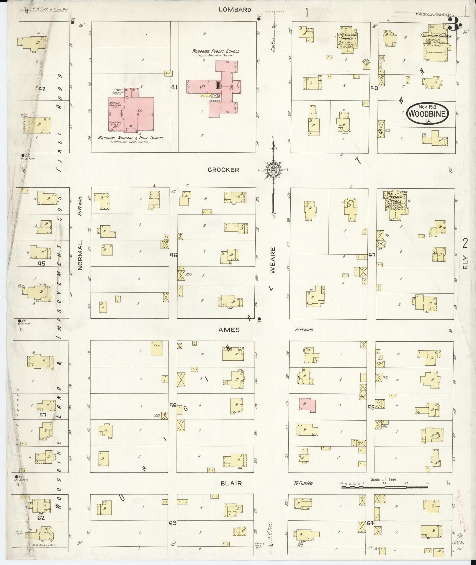 Sanborn Fire Insurance Map from Woodbine, Harrison County, Iowa (1913), Sheet #0003 - Historic Sanborn Fire Insurance Map Print