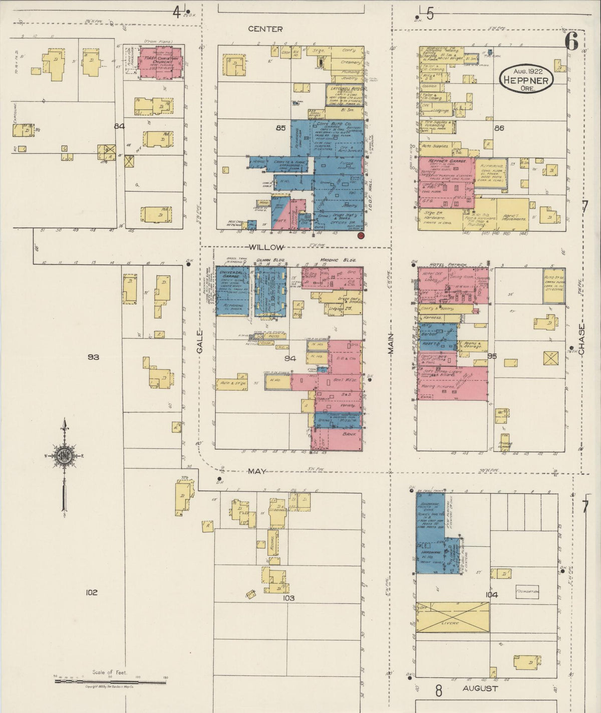 Sanborn Fire Insurance Map from Heppner, Morrow County, Oregon (1922), Sheet #0006 - Historic Sanborn Fire Insurance Map Print, vintage old map wall art, antique decor, genealogy gift, Oregon Oregon map