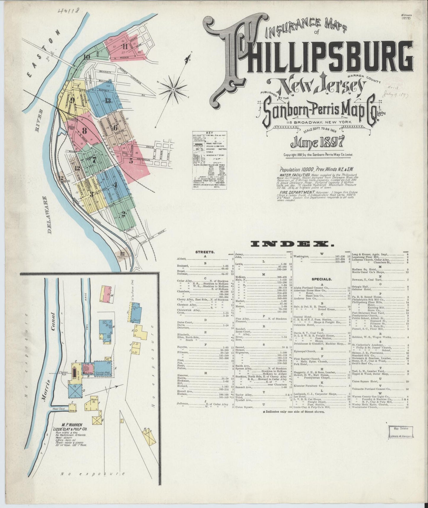 Sanborn Fire Insurance Map from Phillipsburg, Warren County, New Jersey. (1897) – Historic Sanborn Fire Insurance Map Print