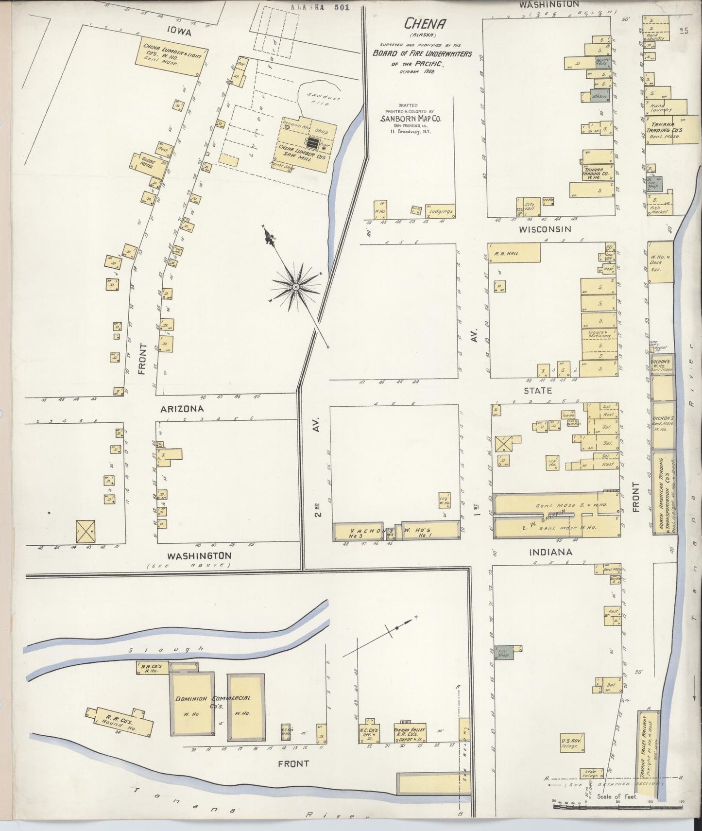 Sanborn Fire Insurance Map from Chena, Fairbanks Census Division, Alaska. (1908) – Historic Sanborn Fire Insurance Map Print