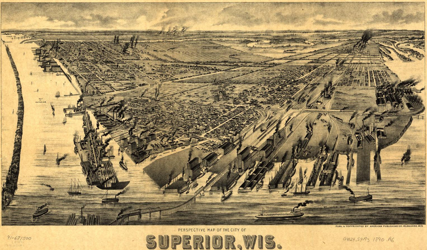 Perspective map of the city of Superior, Wis. (1893) – Historic Bird’s-Eye View Panorama Print
