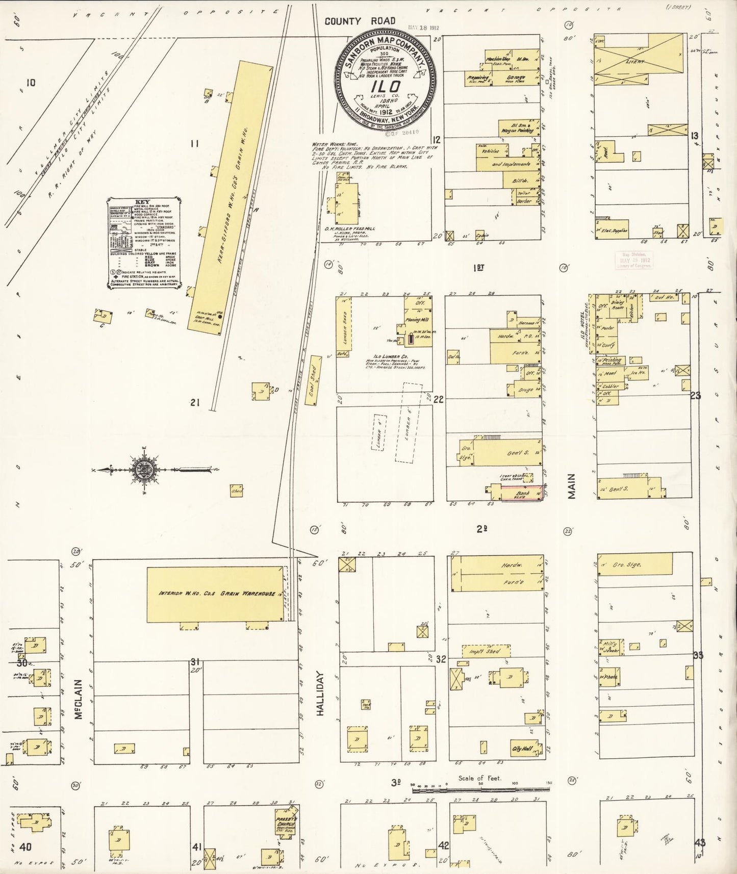 Sanborn Fire Insurance Map from Ilo, Lewis County, Idaho (1912), Sheet #0001 - Historic Sanborn Fire Insurance Map Print, vintage old map wall art, antique decor, genealogy gift, Idaho Idaho map