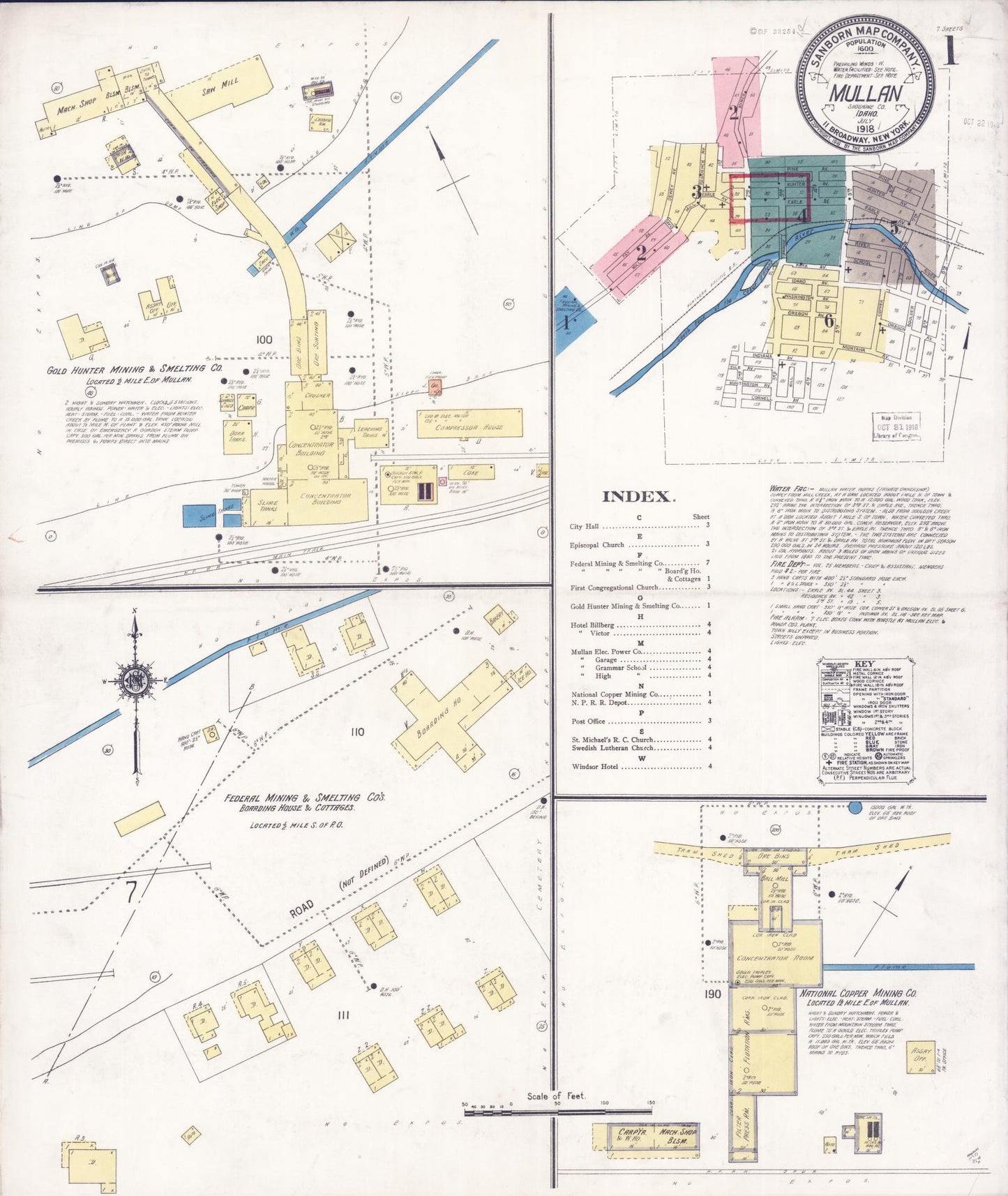 Sanborn Fire Insurance Map from Mullan, Shoshone County, Idaho. (1918) – Historic Sanborn Fire Insurance Map Print