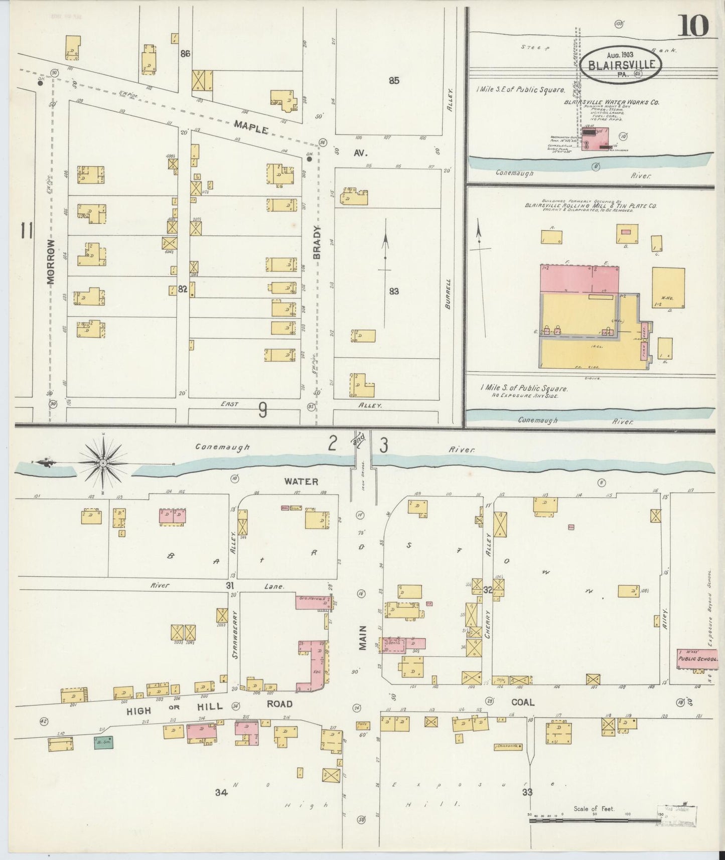 Sanborn Fire Insurance Map from Blairsville, Indiana County, Pennsylvania (1903), Sheet #0010 - Historic Sanborn Fire Insurance Map Print, vintage old map wall art, antique decor, genealogy gift, Pennsylvania Pennsylvania map