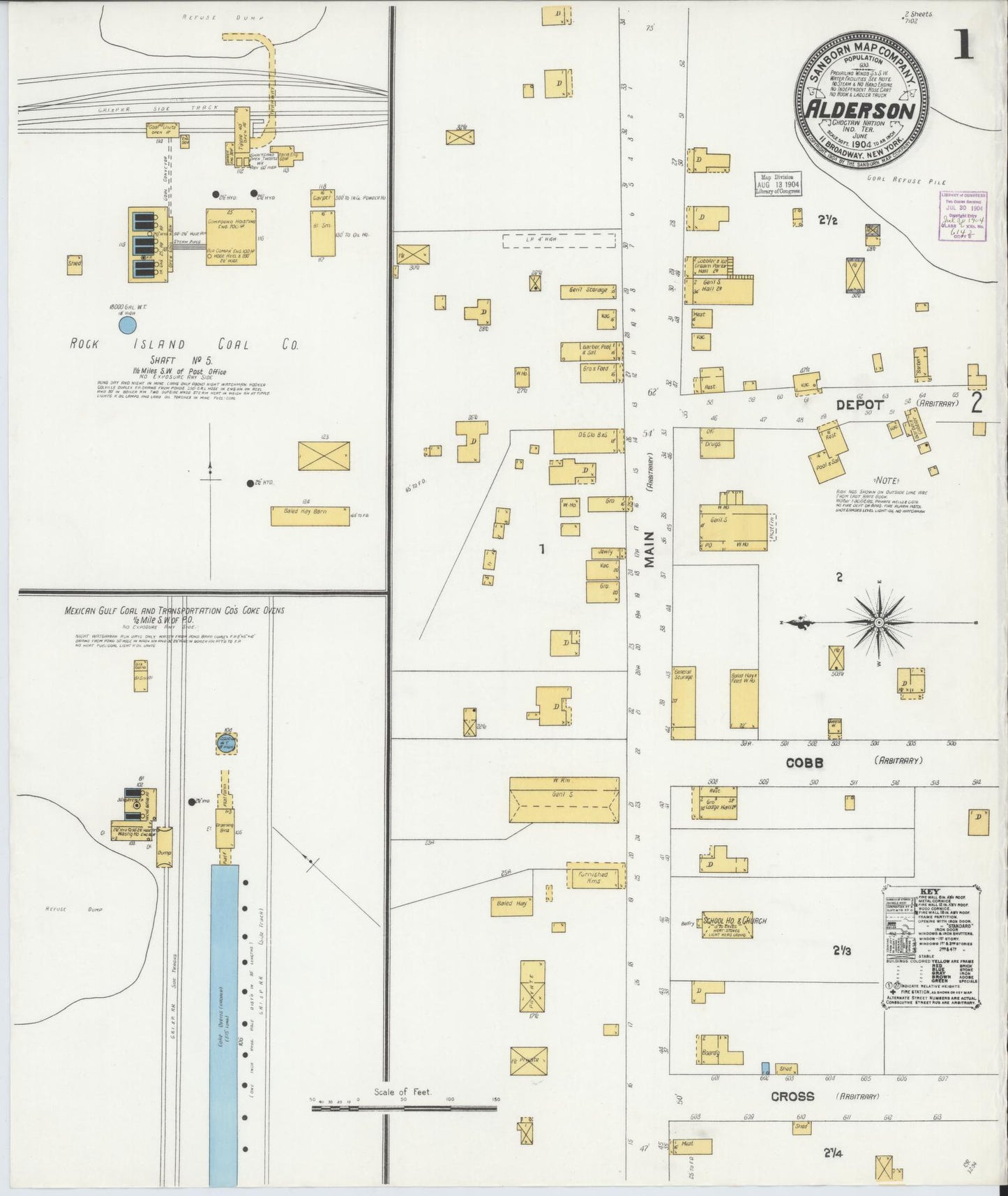 Sanborn Fire Insurance Map from Alderson, Pittsburg County, Oklahoma. (1904) – Historic Sanborn Fire Insurance Map Print