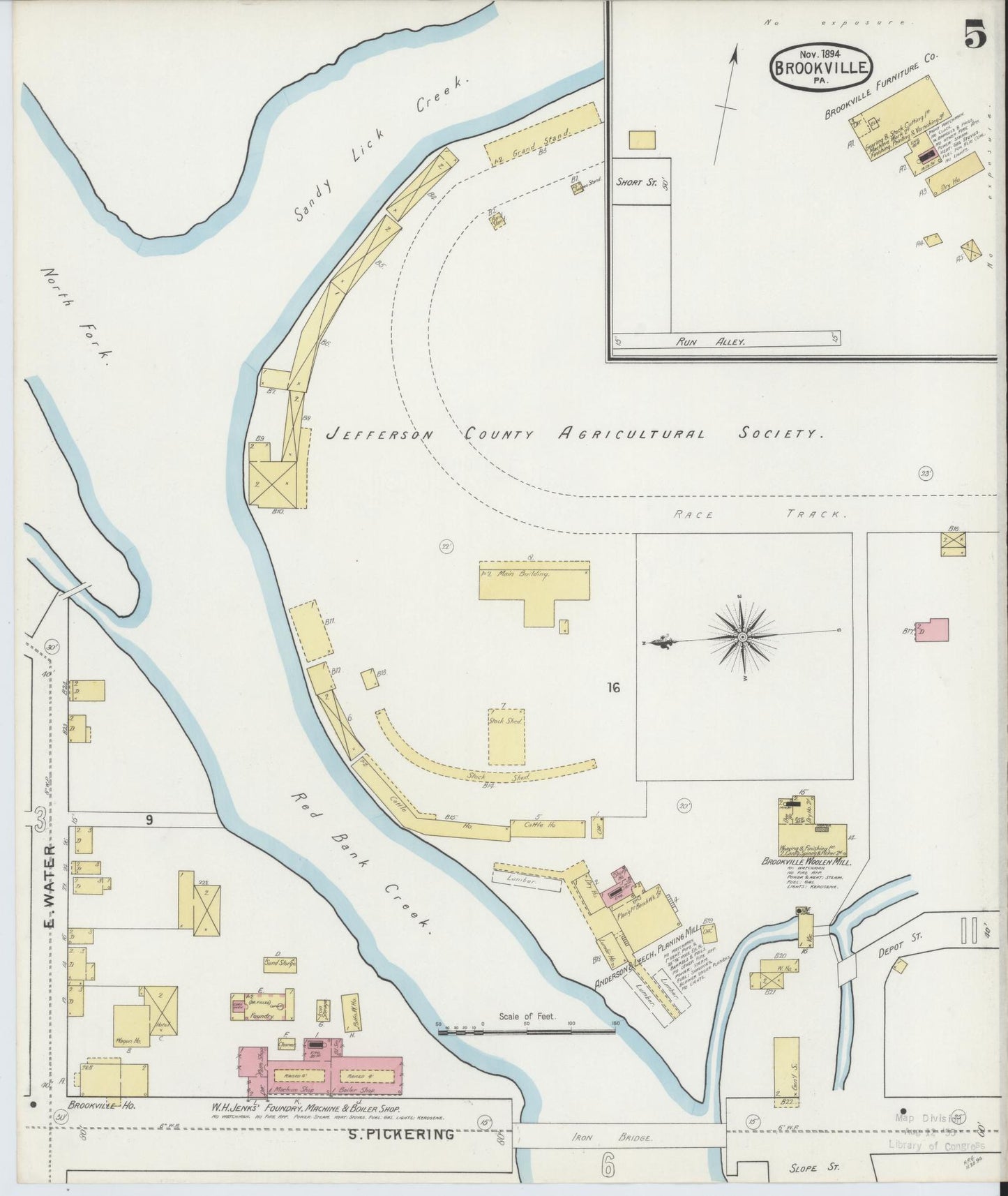Sanborn Fire Insurance Map from Brookville, Jefferson County, Pennsylvania (1894), Sheet #0005 - Historic Sanborn Fire Insurance Map Print, vintage old map wall art, antique decor, genealogy gift, Pennsylvania Pennsylvania map