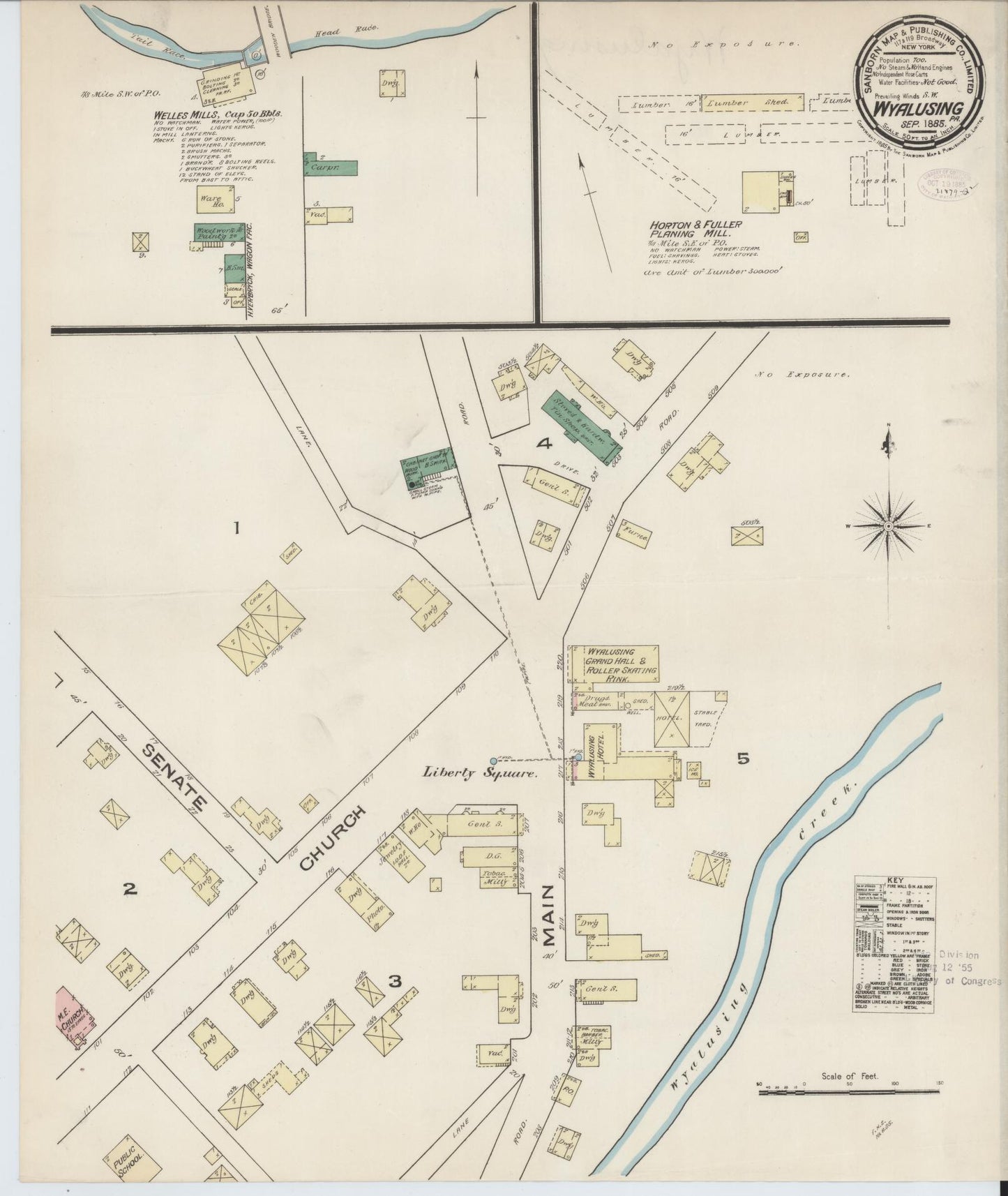 Sanborn Fire Insurance Map from Wyalusing, Wyoming County, Pennsylvania (1885), Sheet #0001 - Historic Sanborn Fire Insurance Map Print, vintage old map wall art, antique decor, genealogy gift, Wyalusing Wyoming map