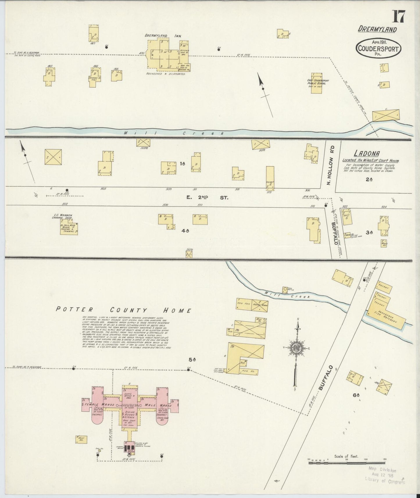 Sanborn Fire Insurance Map from Coudersport, Potter County, Pennsylvania (1911), Sheet #0017 - Historic Sanborn Fire Insurance Map Print, vintage old map wall art, antique decor, genealogy gift, Pennsylvania Pennsylvania map