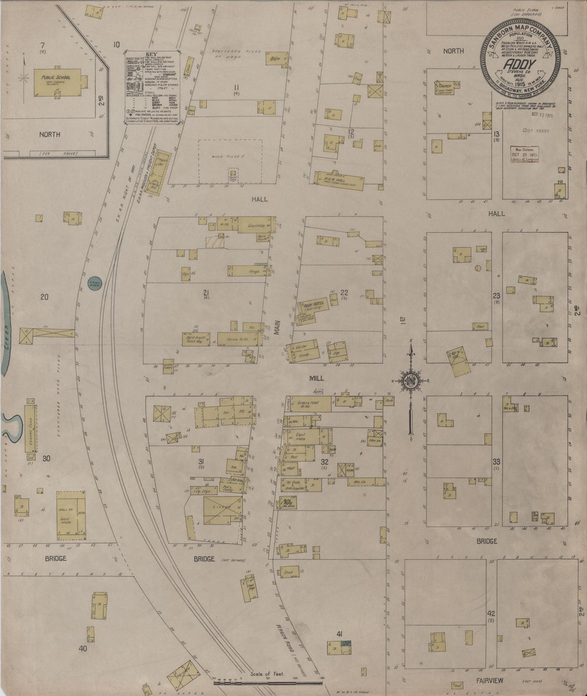 Sanborn Fire Insurance Map from Addy, Stevens County, Washington (1915), Sheet #0001 - Historic Sanborn Fire Insurance Map Print, vintage old map wall art, antique decor, genealogy gift, Washington Washington map