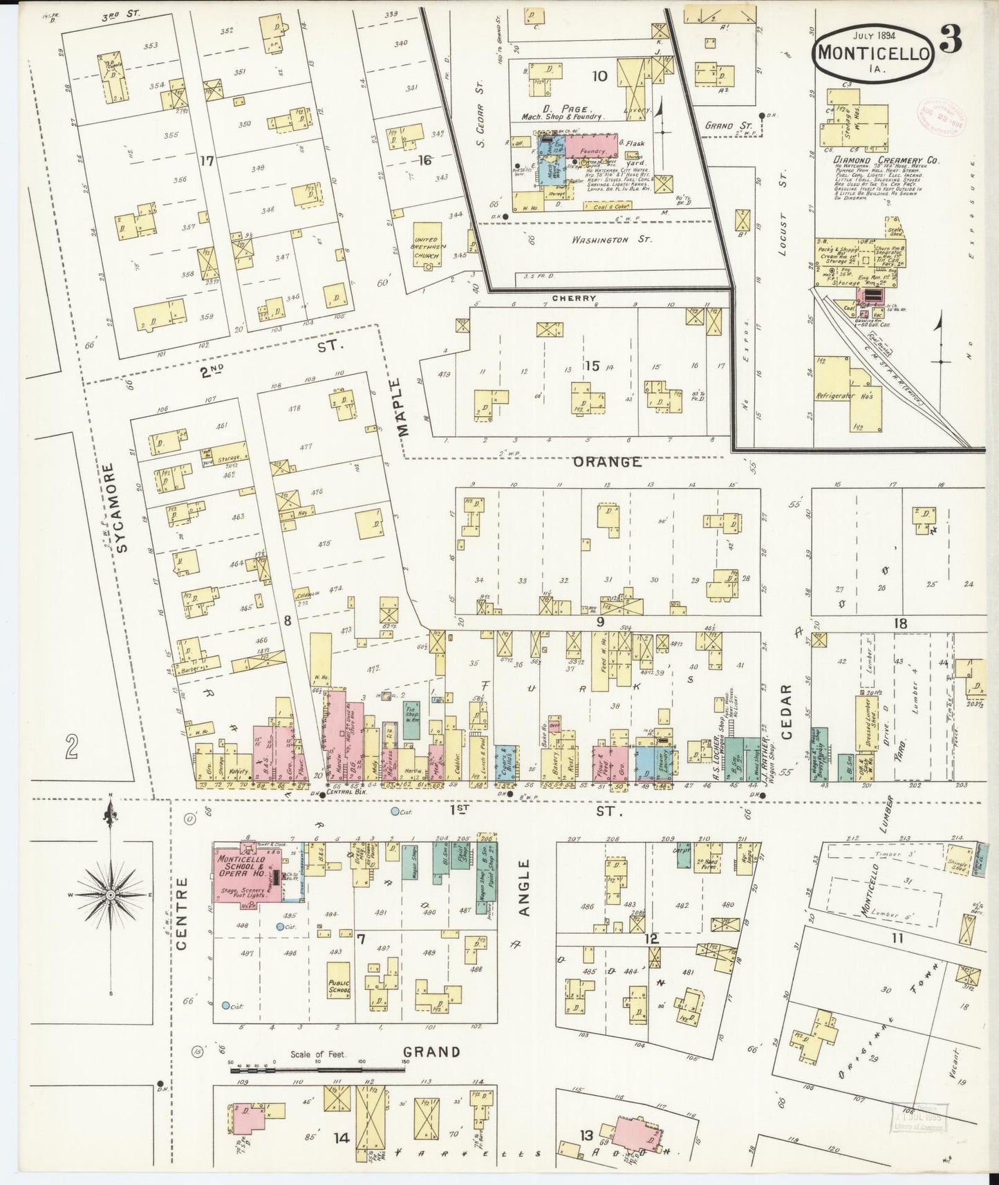 Sanborn Fire Insurance Map from Monticello, Jones County, Iowa (1894), Sheet #0003 - Historic Sanborn Fire Insurance Map Print