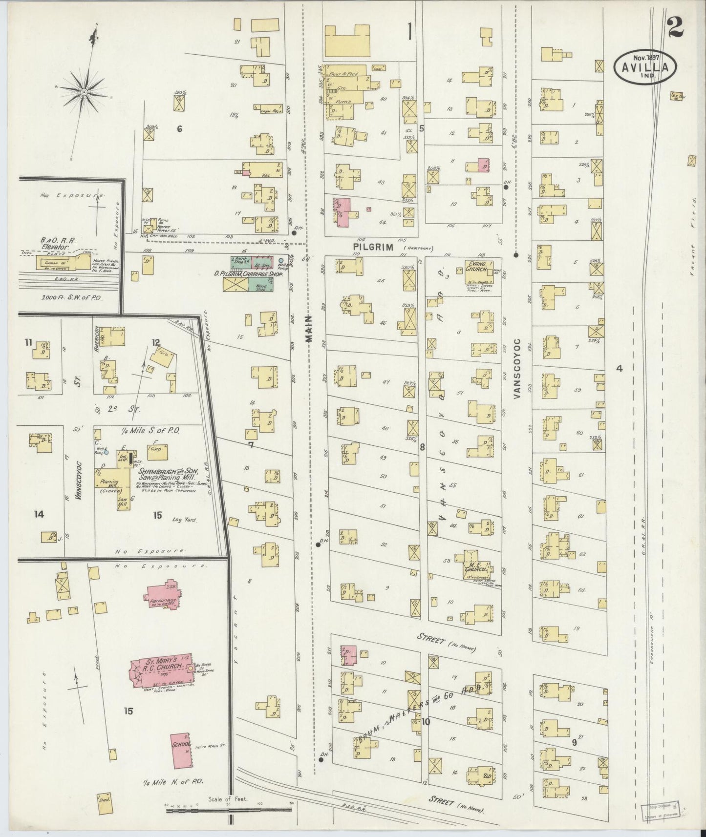 Sanborn Fire Insurance Map from Avilla, Noble County, Indiana (1897), Sheet #0002 - Historic Sanborn Fire Insurance Map Print, vintage old map wall art, antique decor, genealogy gift, Indiana Indiana map