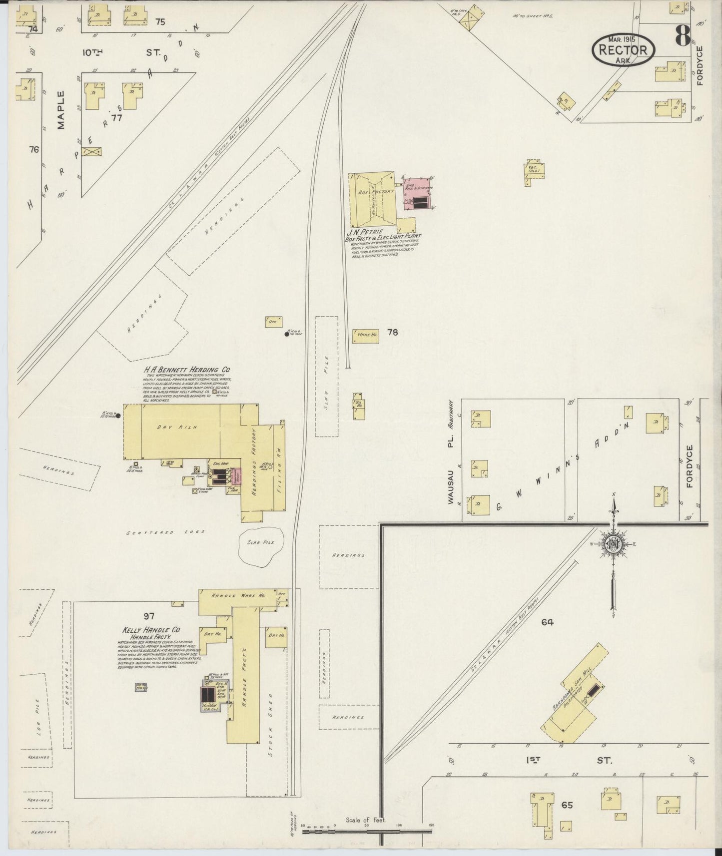 Sanborn Fire Insurance Map from Rector, Clay County, Arkansas (1915), Sheet #0008 - Complete Map Set gallery image, historic Sanborn map, vintage wall art, Arkansas Arkansas