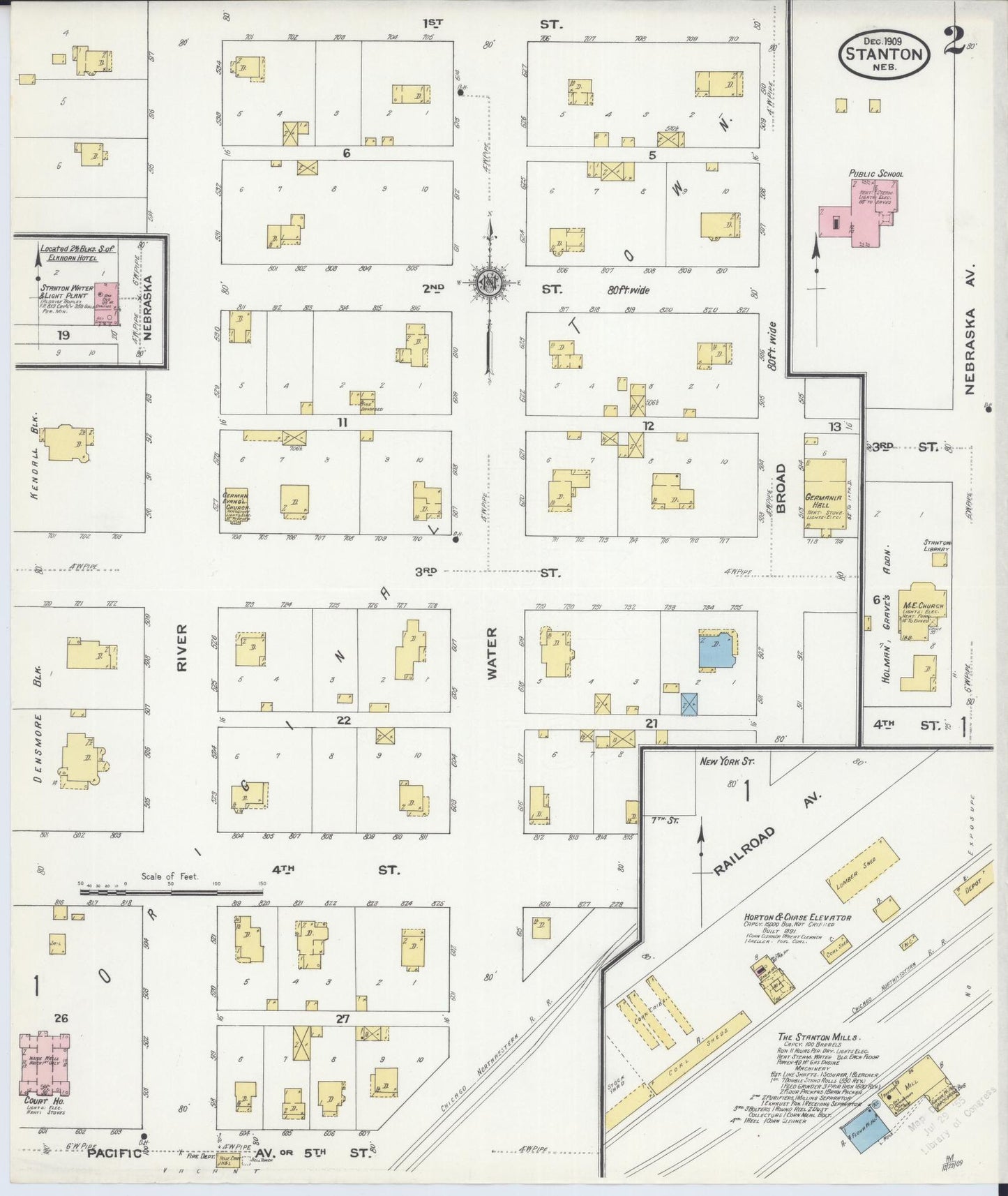Sanborn Fire Insurance Map from Stanton, Stanton County, Nebraska (1909), Sheet #0002 - Historic Sanborn Fire Insurance Map Print, vintage old map wall art, antique decor, genealogy gift, Nebraska Nebraska map