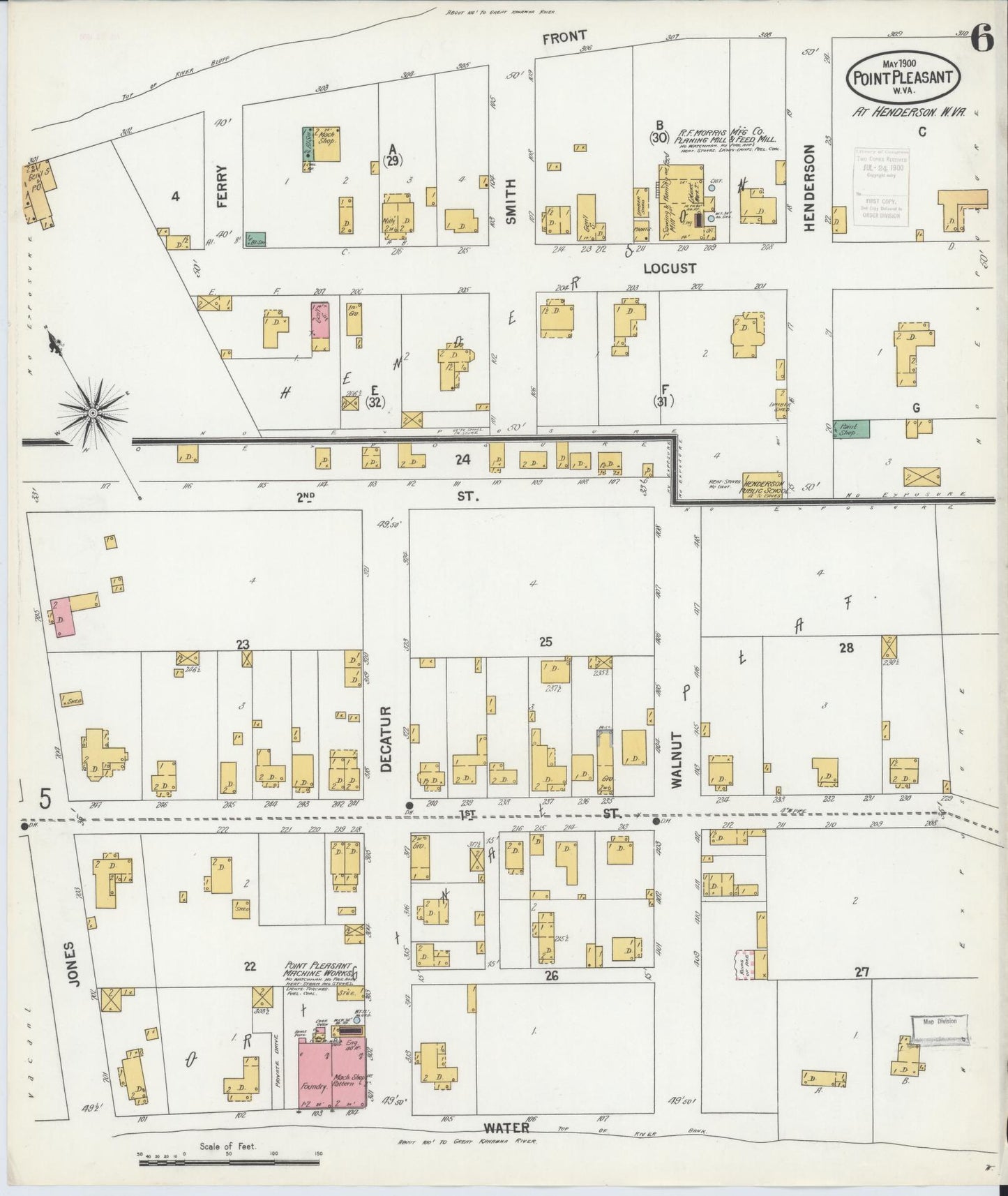 Sanborn Fire Insurance Map from Point Pleasant, Mason County, West Virginia (1900), Sheet #0006 - Complete Map Set gallery image, historic Sanborn map, vintage wall art, West Virginia West Virginia
