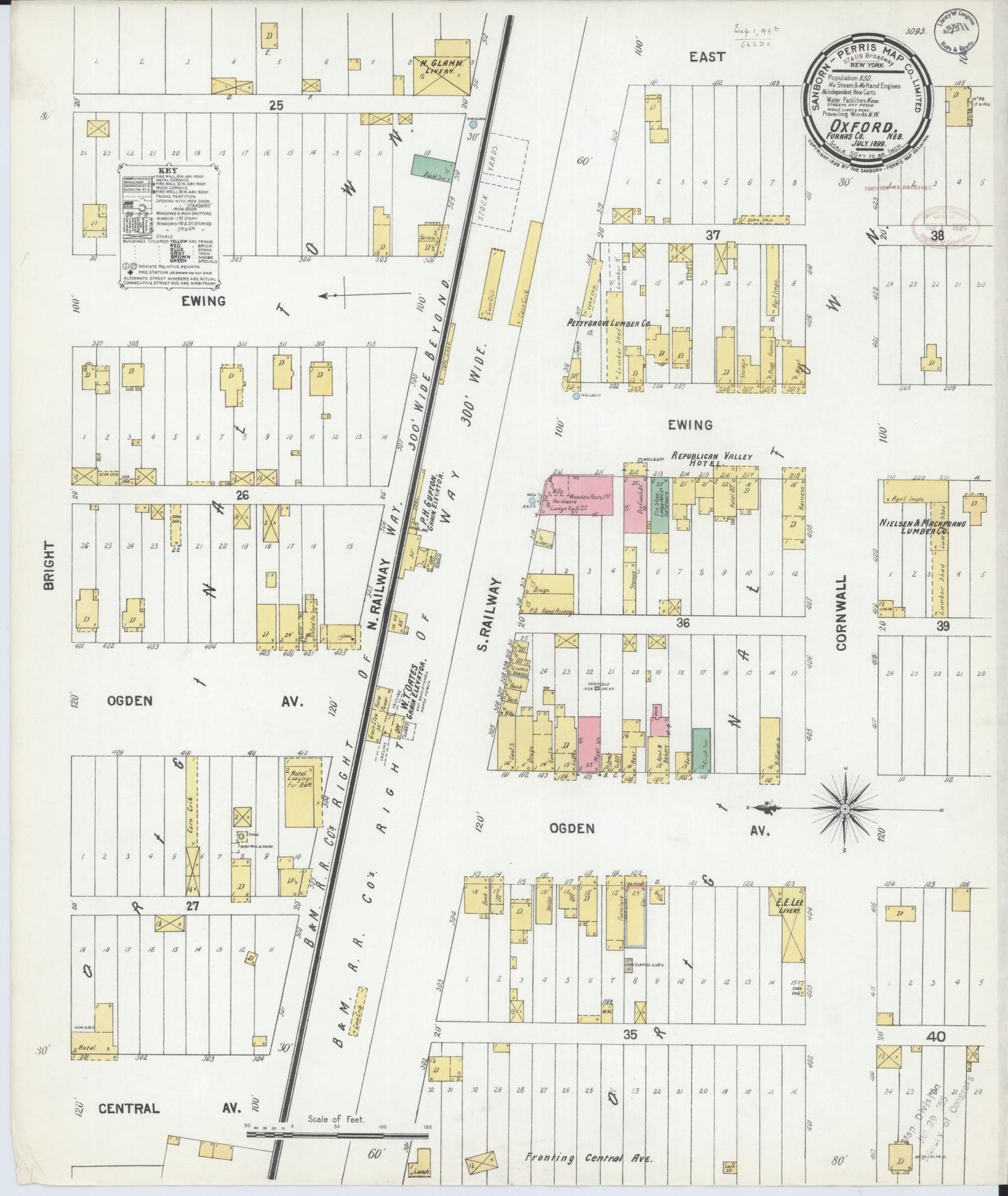 Sanborn Fire Insurance Map from Oxford, Harlan And Furnas County, Nebraska (1899), Sheet #0001 - Historic Sanborn Fire Insurance Map Print, vintage old map wall art, antique decor, genealogy gift, Nebraska Nebraska map