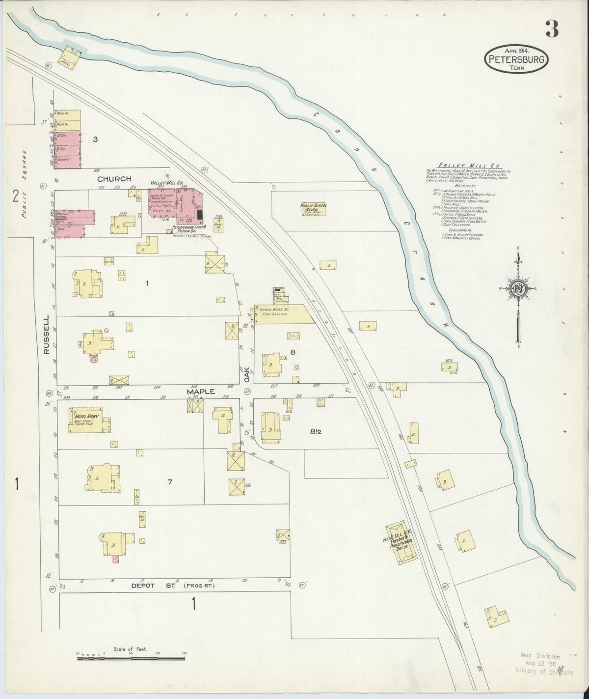Sanborn Fire Insurance Map from Petersburgh, Lincoln County, Tennessee (1914), Sheet #0003 - Historic Sanborn Fire Insurance Map Print, vintage old map wall art, antique decor, genealogy gift, Tennessee Tennessee map