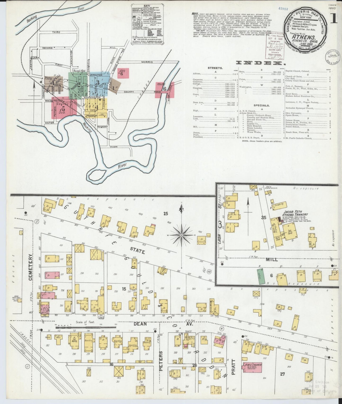 Sanborn Fire Insurance Map from Athens, Athens County, Ohio. (1900) – Historic Sanborn Fire Insurance Map Print