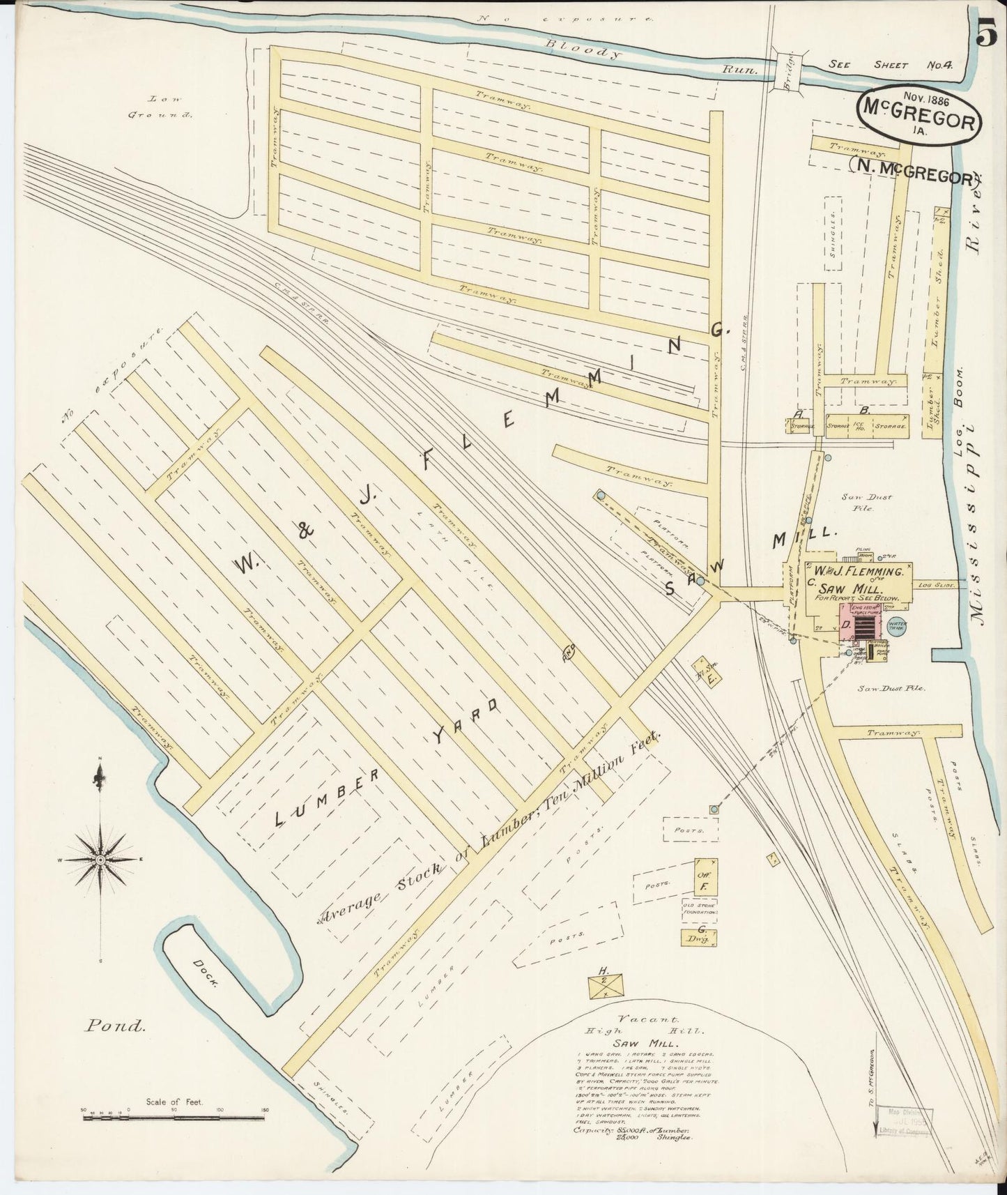 Sanborn Fire Insurance Map from McGregor, Clayton County, Iowa (1886), Sheet #0005 - Historic Sanborn Fire Insurance Map Print
