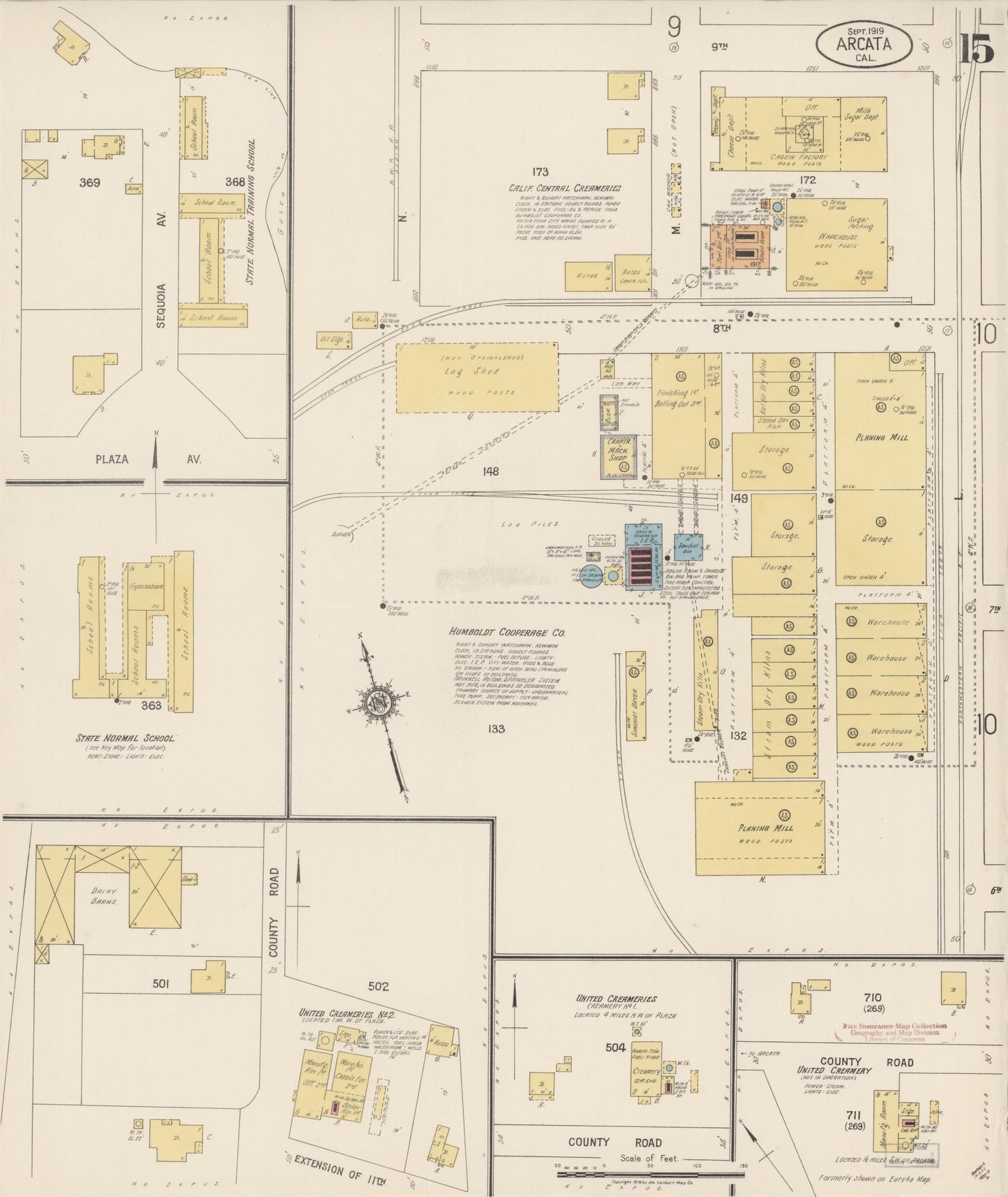 Sanborn Fire Insurance Map from Arcata, Humboldt County, California (1919), Sheet #0015 - Historic Sanborn Fire Insurance Map Print, vintage old map wall art, antique decor, genealogy gift, California California map