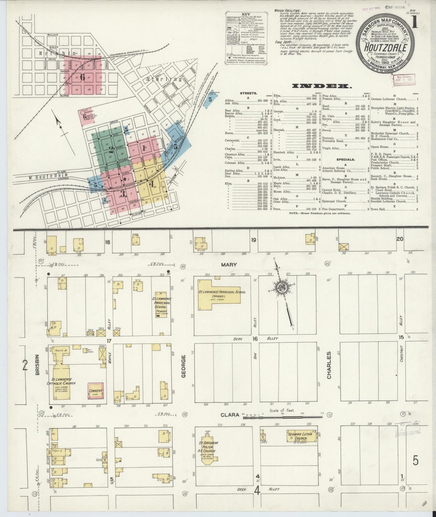 Sanborn Fire Insurance Map from Houtzdale, Clearfield County, Pennsylvania. (1910) – Historic Sanborn Fire Insurance Map Print