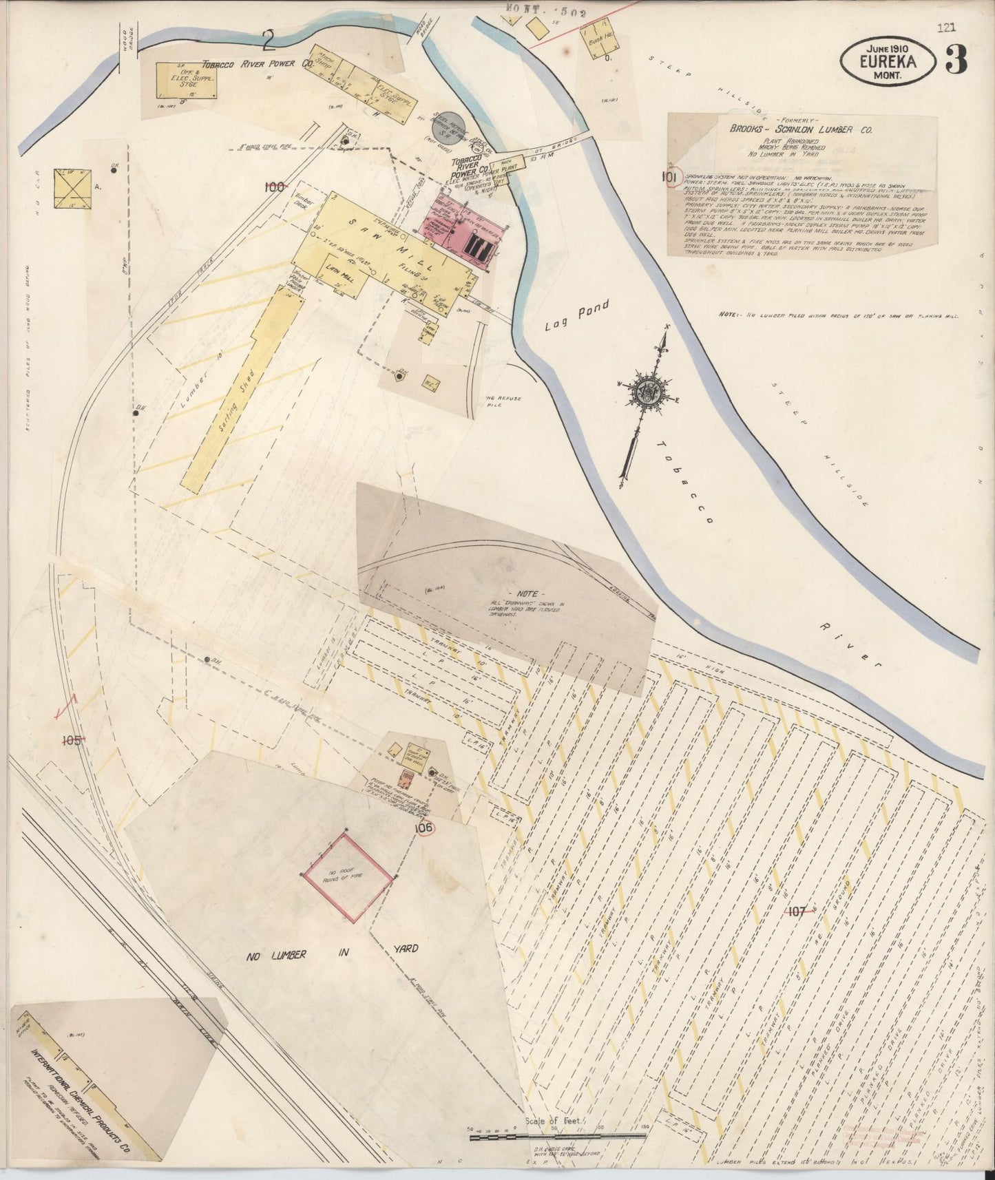 Sanborn Fire Insurance Map from Eureka, Lincoln County, Montana (1932), Sheet #0003 - Complete Map Set gallery image, historic Sanborn map, vintage wall art, Montana Montana