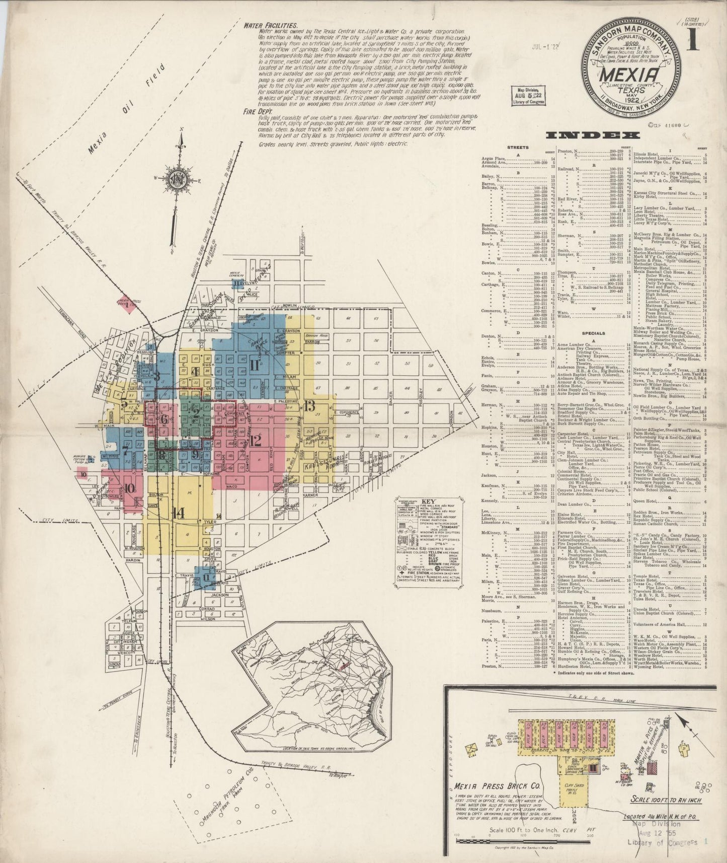 Sanborn Fire Insurance Map from Mexia, Limestone County, Texas. (1922) – Historic Sanborn Fire Insurance Map Print