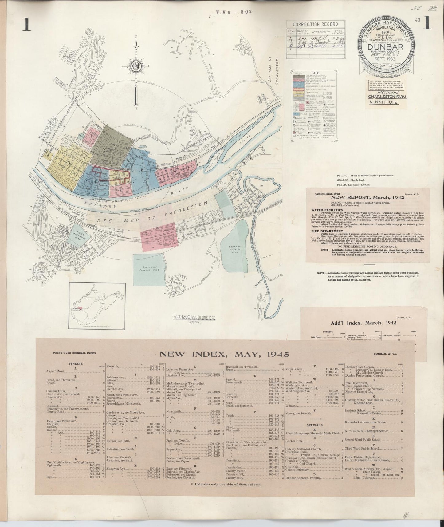 Sanborn Fire Insurance Map from Dunbar, Kanawha County, West Virginia. (1950) – Historic Sanborn Fire Insurance Map Print