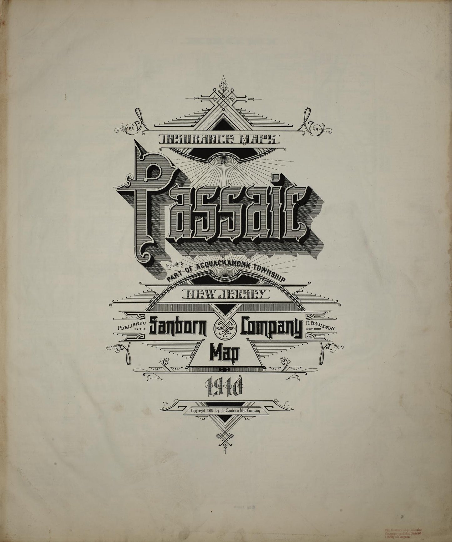 Sanborn Fire Insurance Map from Passaic, Passaic County, New Jersey. (1910) – Historic Sanborn Fire Insurance Map Print