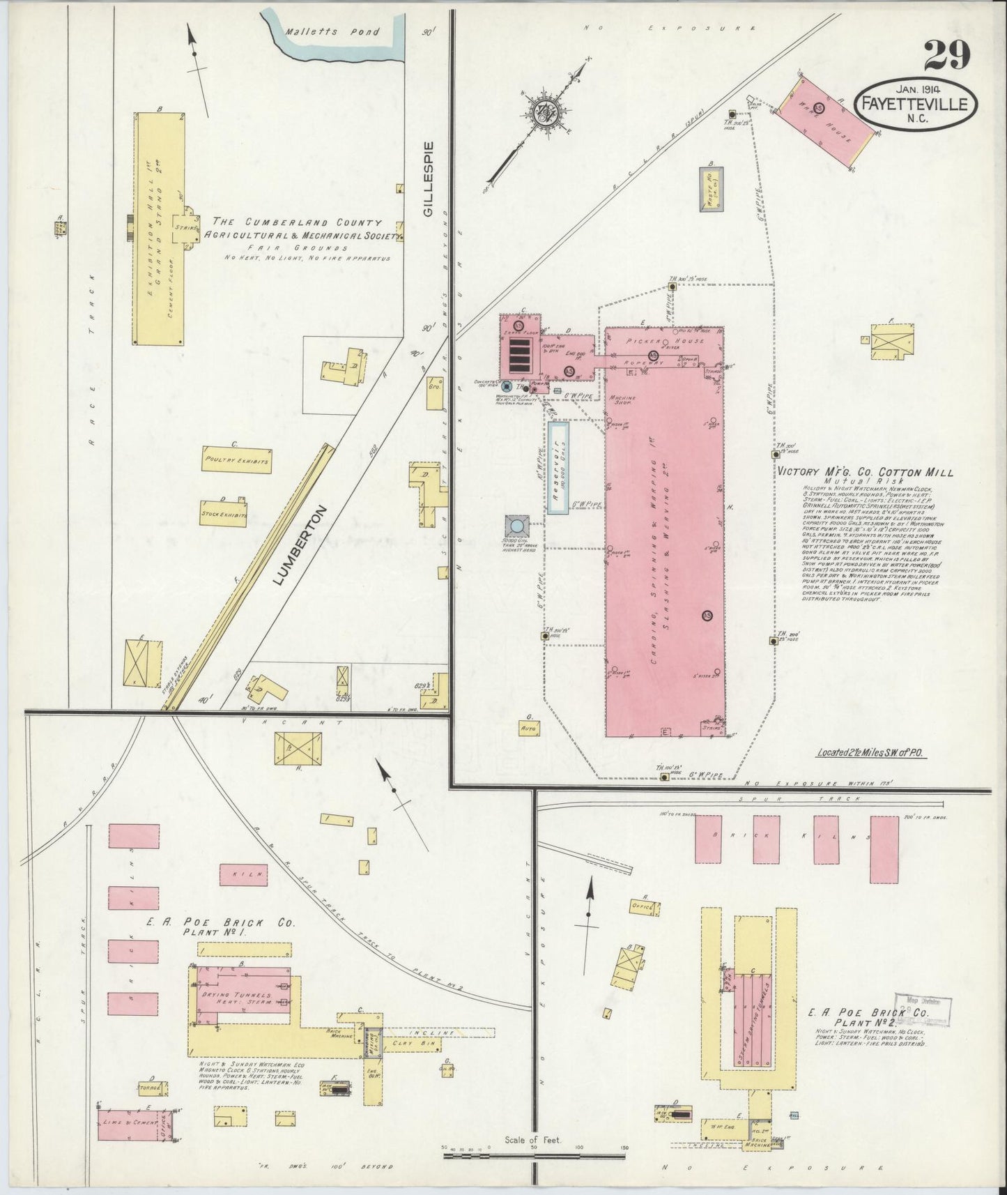 Sanborn Fire Insurance Map from Fayetteville, Cumberland County, North Carolina (1914), Sheet #0029 - Complete Map Set gallery image, historic Sanborn map, vintage wall art, North Carolina North Carolina