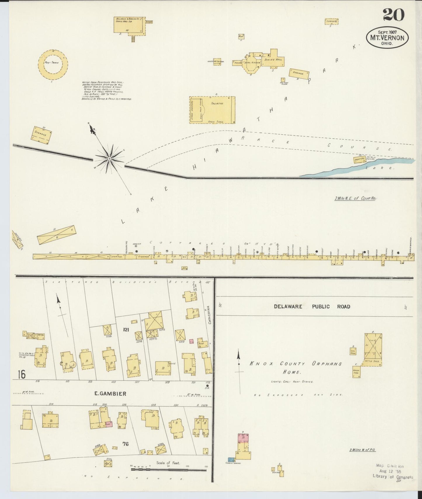 Sanborn Fire Insurance Map from Mount Vernon, Knox County, Ohio (1907), Sheet #0020 - Historic Sanborn Fire Insurance Map Print, vintage old map wall art, antique decor, genealogy gift, Ohio Ohio map