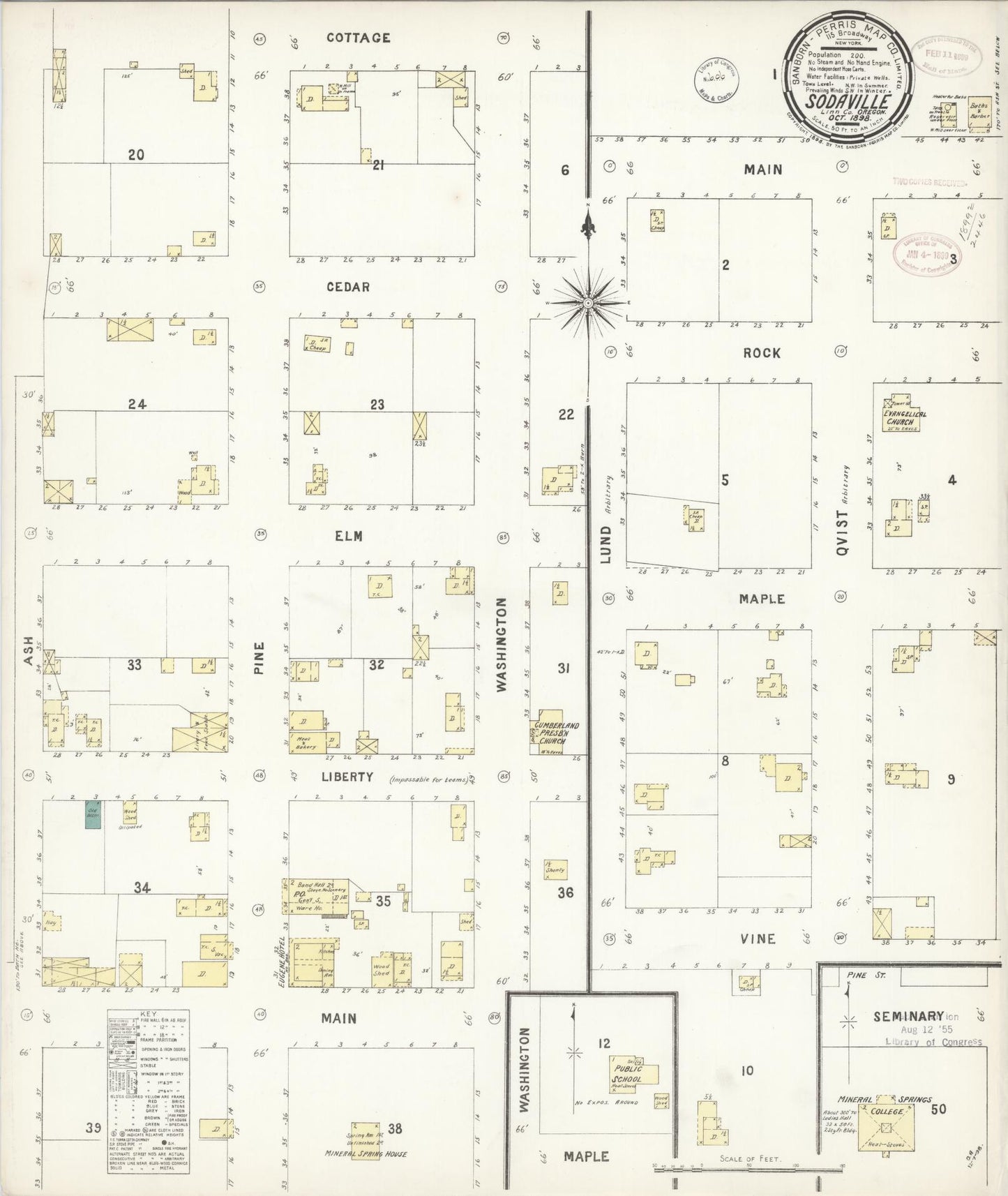 Sanborn Fire Insurance Map from Sodaville, Linn County, Oregon (1898), Sheet #0001 - Historic Sanborn Fire Insurance Map Print, vintage old map wall art, antique decor, genealogy gift, Oregon Oregon map