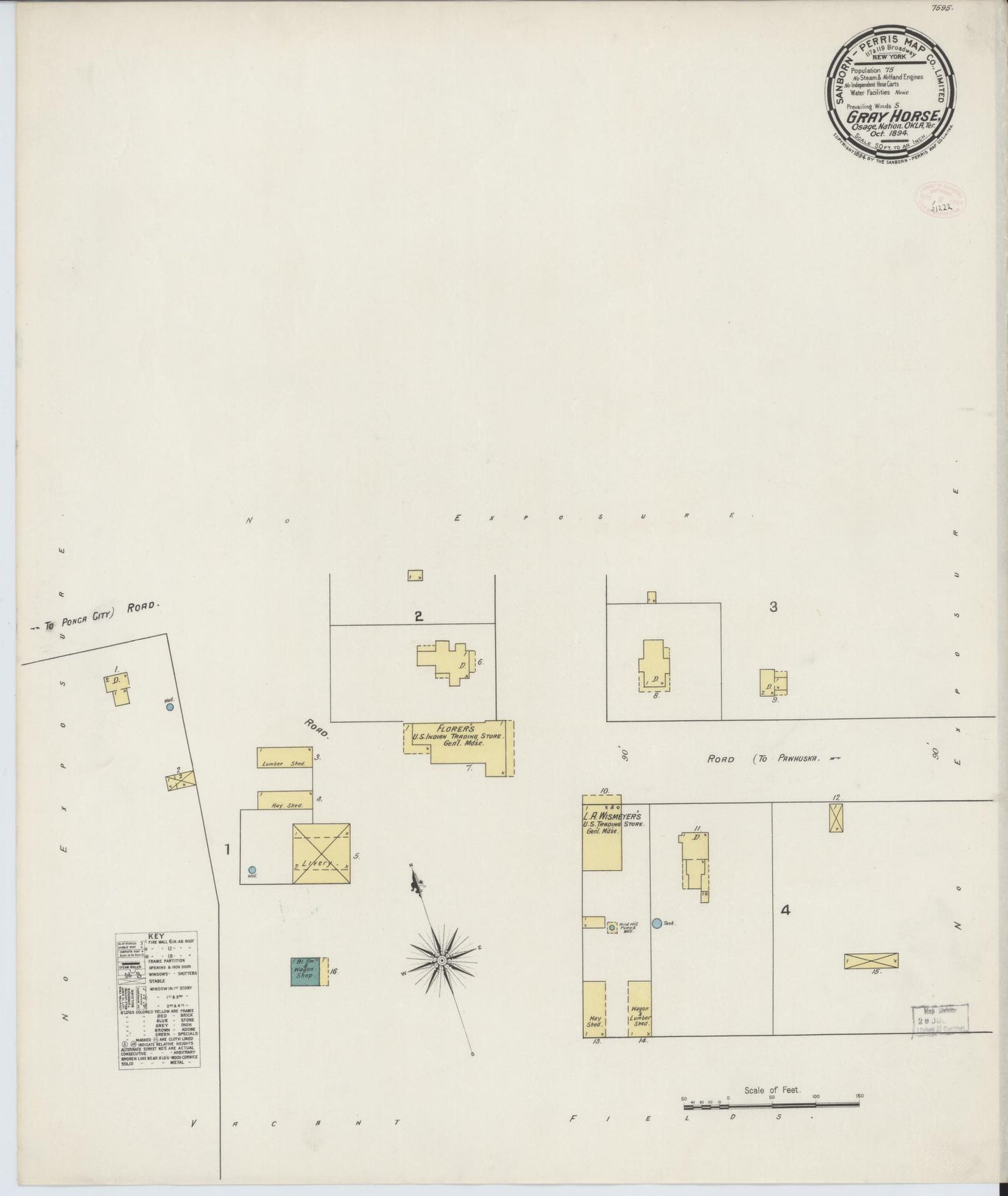 Sanborn Fire Insurance Map from Gray Horse, Osage County, Oklahoma. (1894) – Historic Sanborn Fire Insurance Map Print