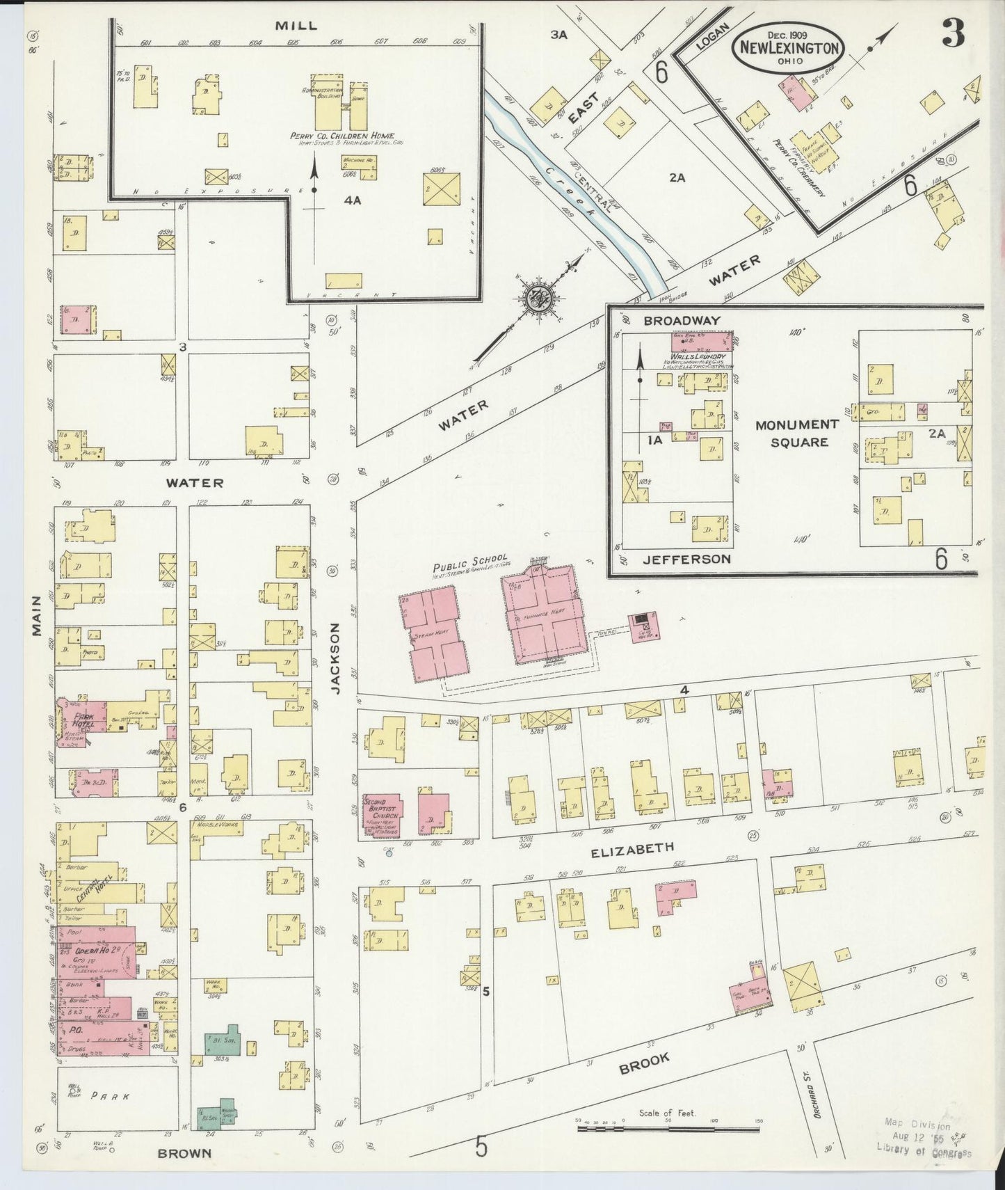 Sanborn Fire Insurance Map from New Lexington, Perry County, Ohio (1909), Sheet #0003 - Historic Sanborn Fire Insurance Map Print, vintage old map wall art, antique decor, genealogy gift, Ohio Ohio map