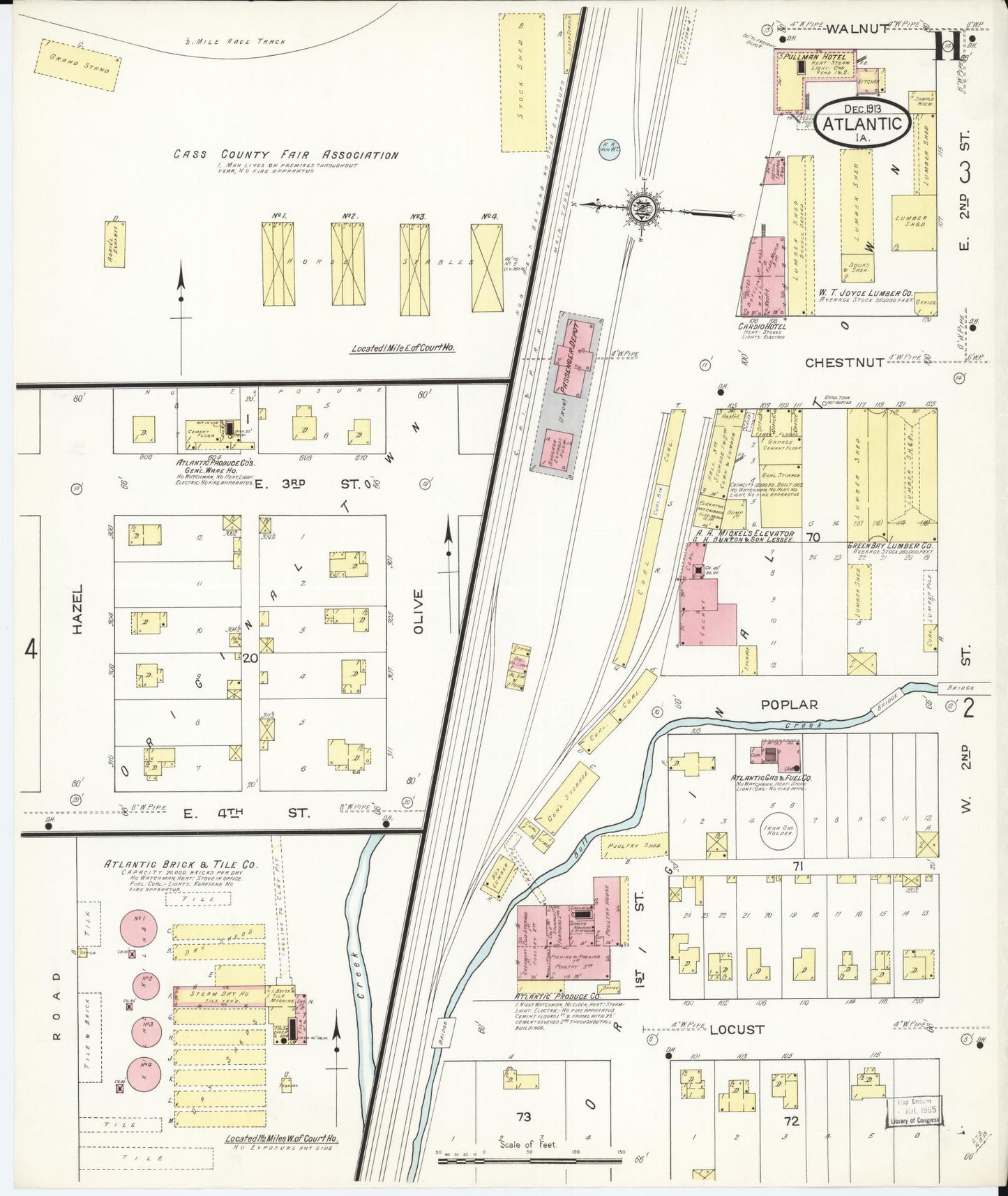 Sanborn Fire Insurance Map from Atlantic, Cass County, Iowa (1913), Sheet #0011 - Historic Sanborn Fire Insurance Map Print, vintage old map wall art