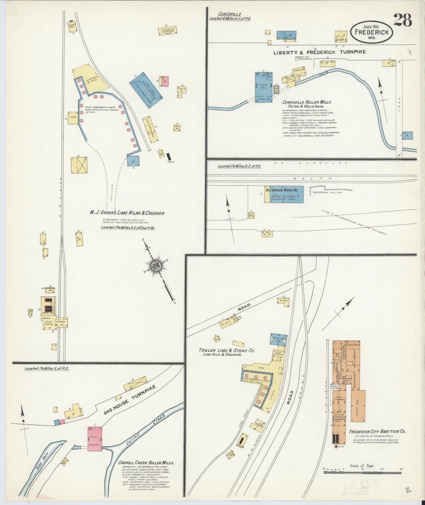 Sanborn Fire Insurance Map from Frederick, Frederick County, Maryland (1911), Sheet #0028 - Historic Sanborn Fire Insurance Map Print, vintage old map wall art